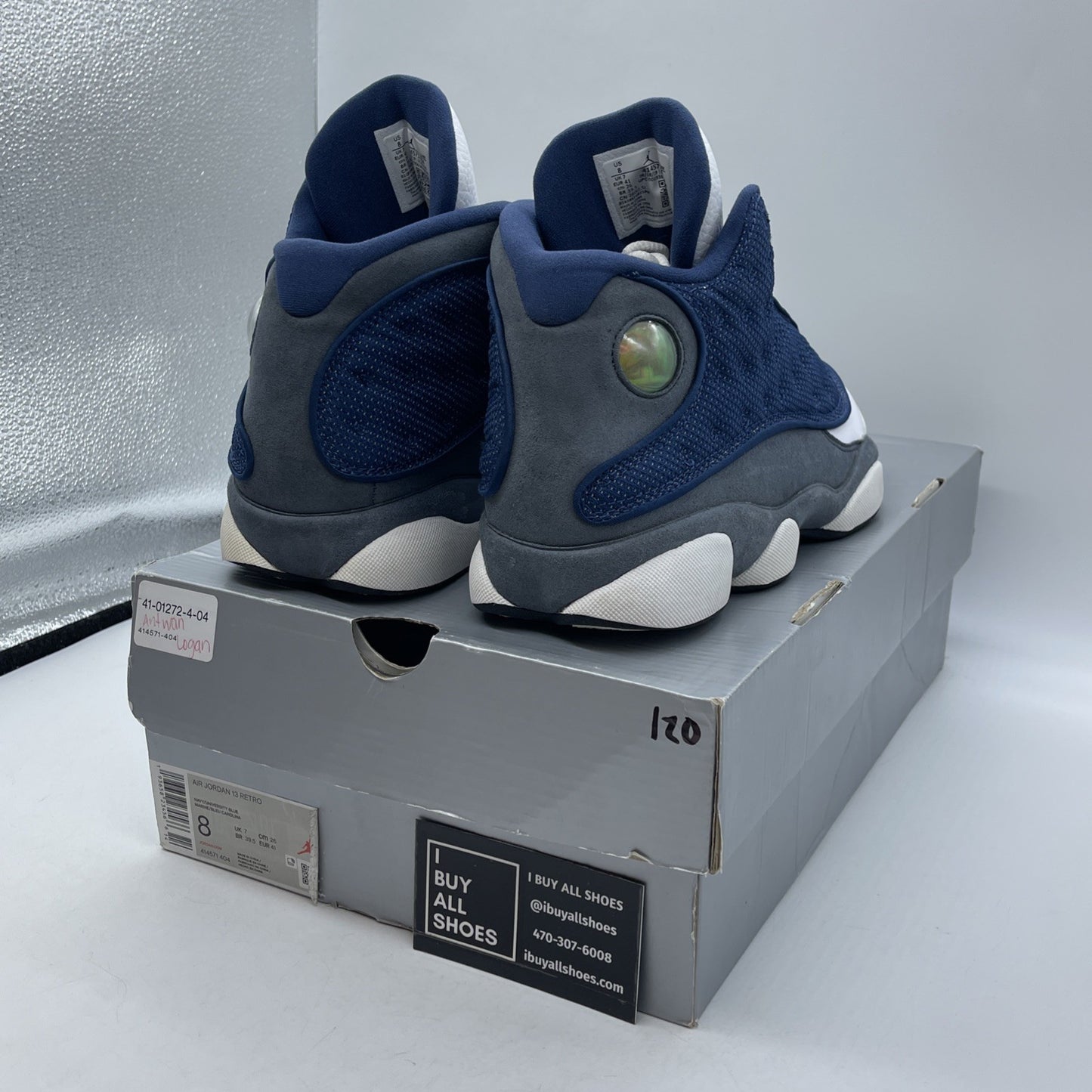 Size 8 - Jordan 13 Retro Mid Flint Blue Grey White Suede Leather (414571-404)