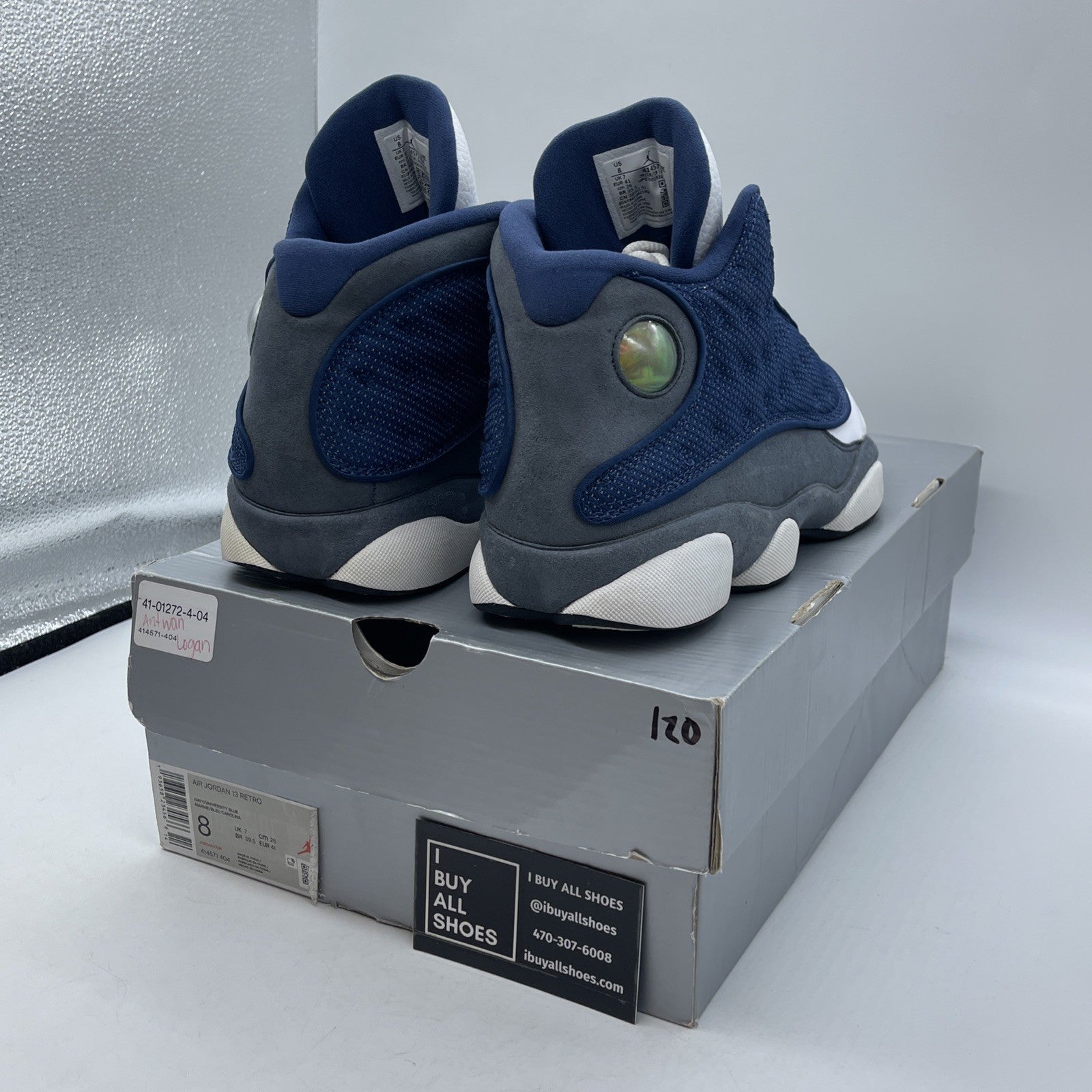 Size 8 - Jordan 13 Retro Mid Flint Blue Grey White Suede Leather (414571-404)