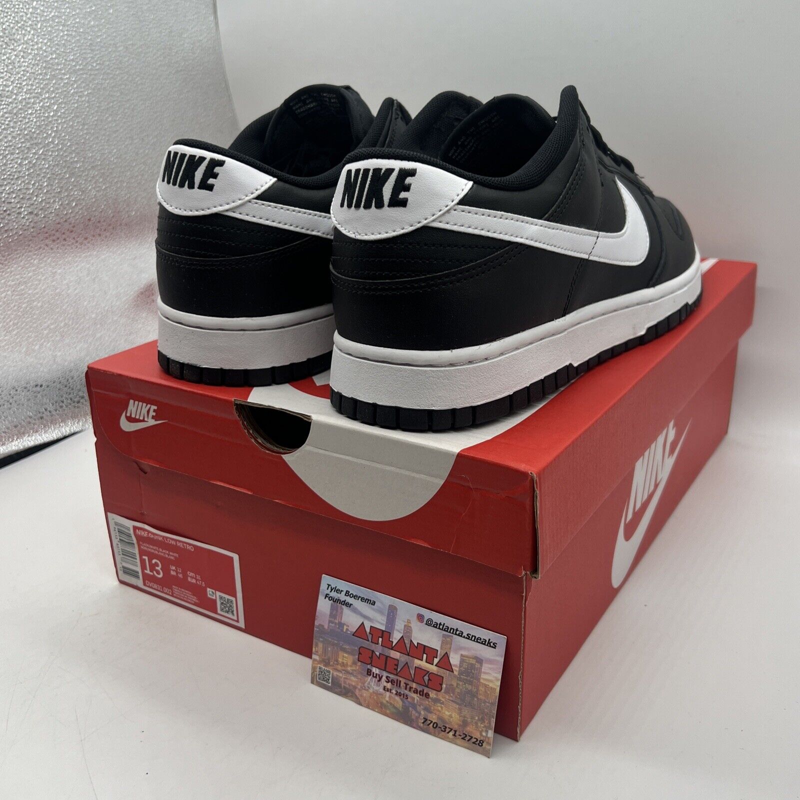 Size 13 - Nike Dunk Low Black Panda 2.0 Brand New Og All Black White