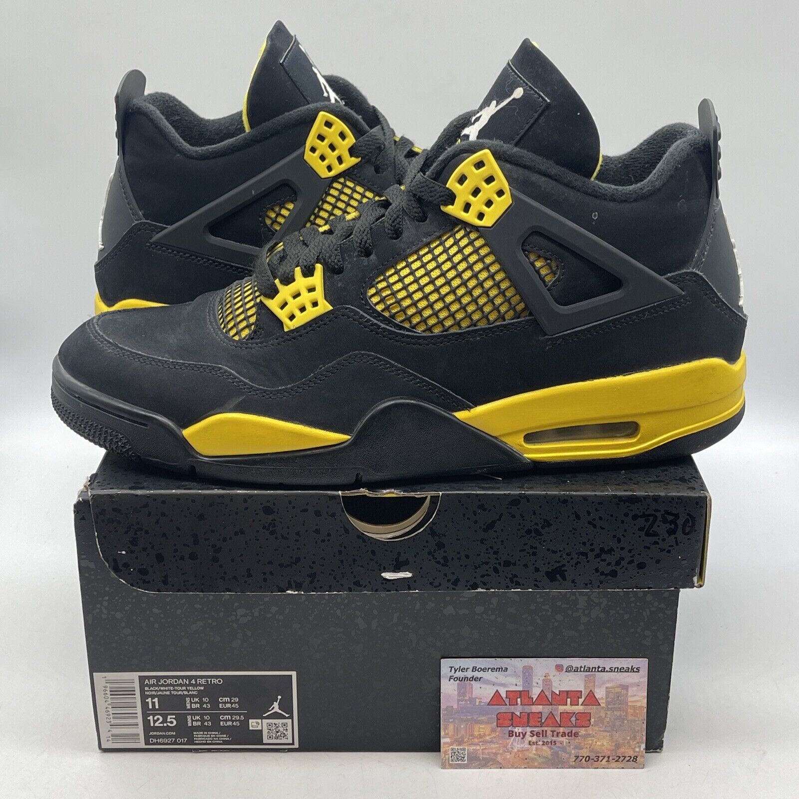 Size 11 - Jordan 4 Retro Low Thunder Black Suede Yellow Leather (DH6927-017)