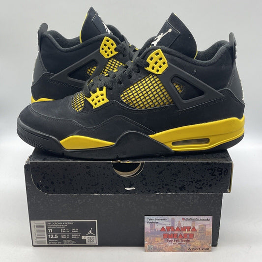 Size 11 - Jordan 4 Retro Low Thunder Black Suede Yellow Leather (DH6927-017)