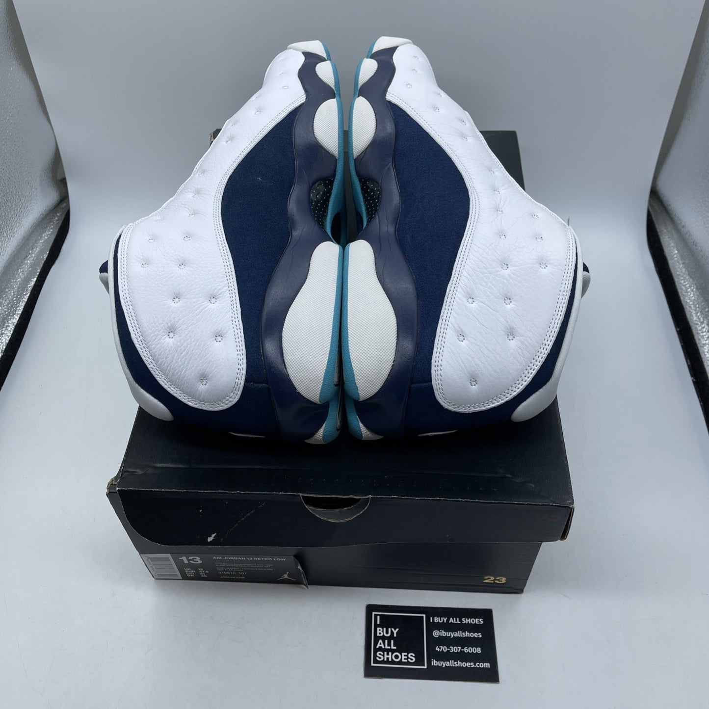 Size 13 - Air Jordan 13 Low Hornets Blue White Suede Leather (310810-107)