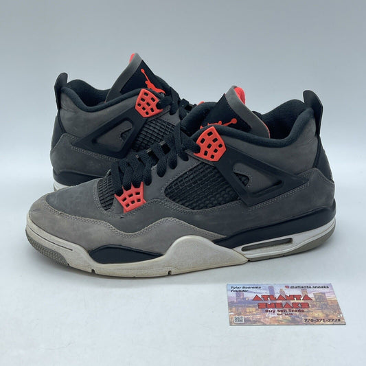 Size 10 - Jordan 4 Retro Mid Infrared White Grey Black Suede (DH6927-061)