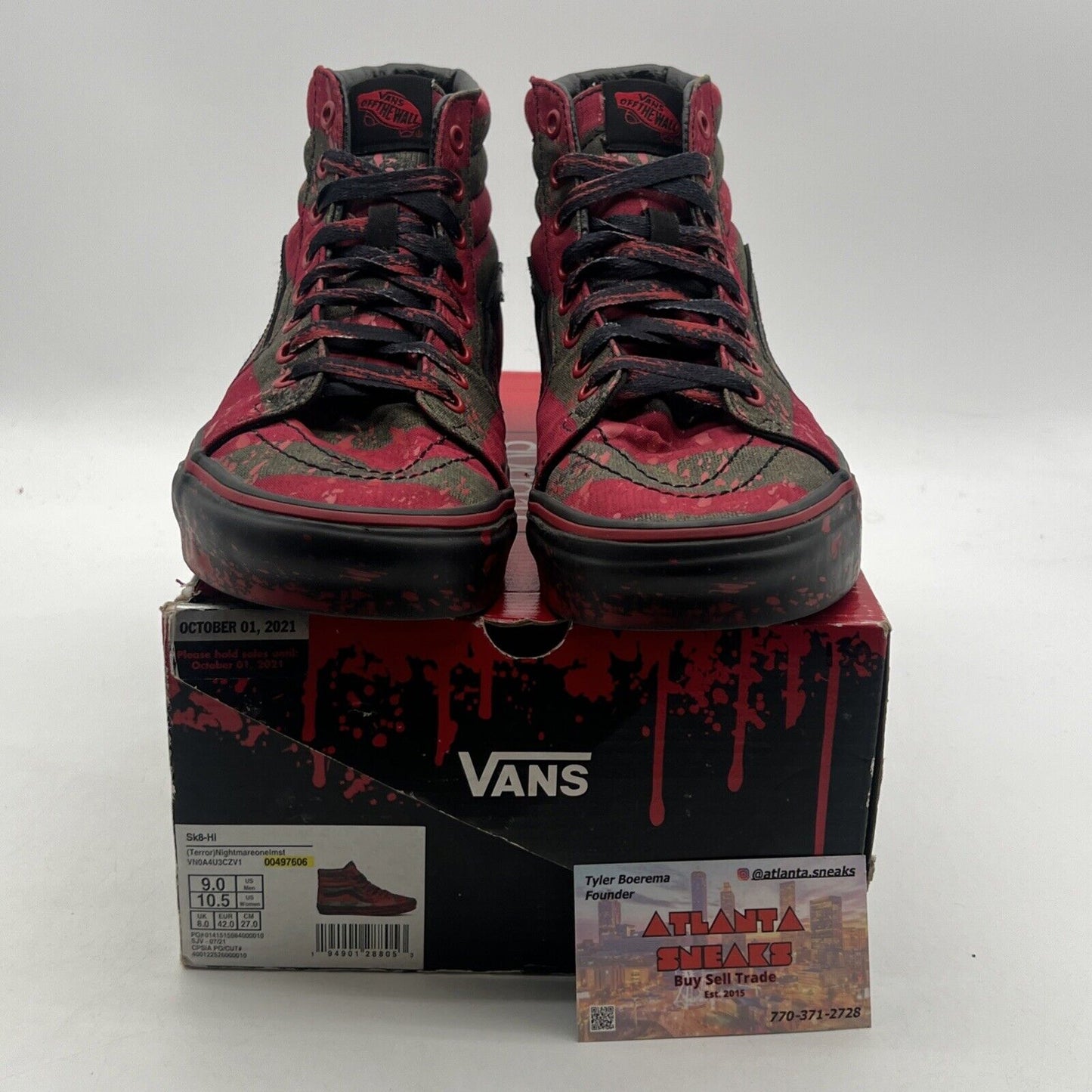 Size 9 - VANS House of Terror x Sk8- High The Nightmare on Elm Street