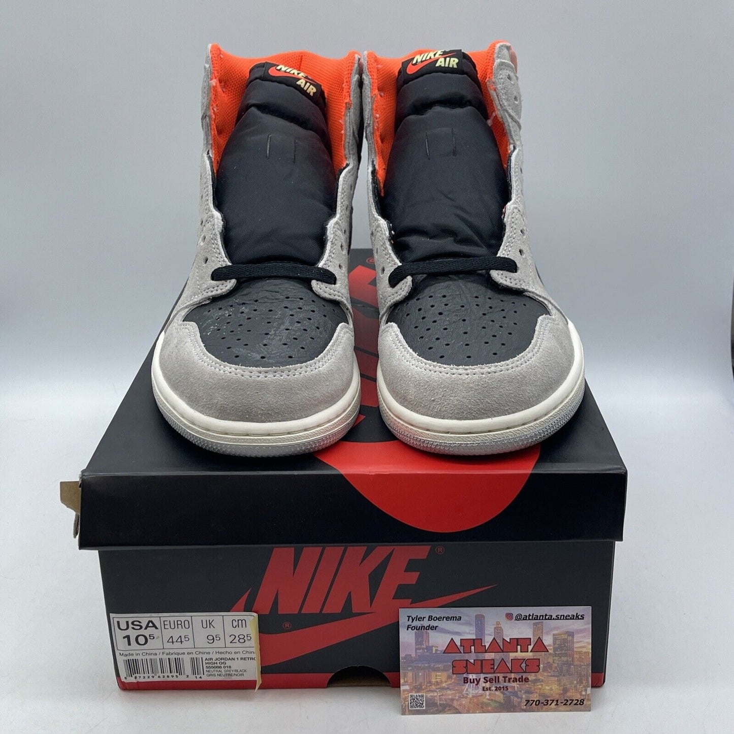 Size 10.5 - Air Jordan 1 Retro OG High Neutral Grey Black Suede (555088-018)