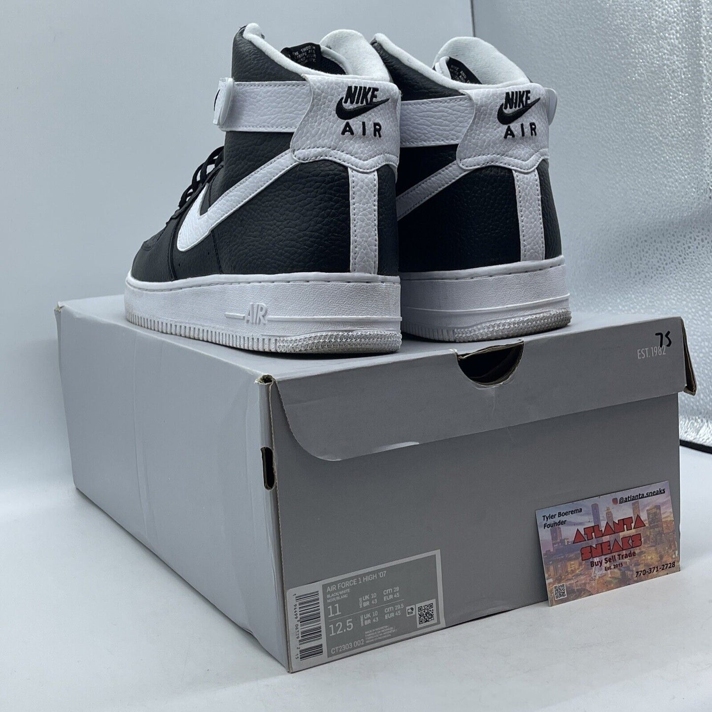 Size 11 - Nike Air Force 1 '07 High Black White Leather (CT2303-002)