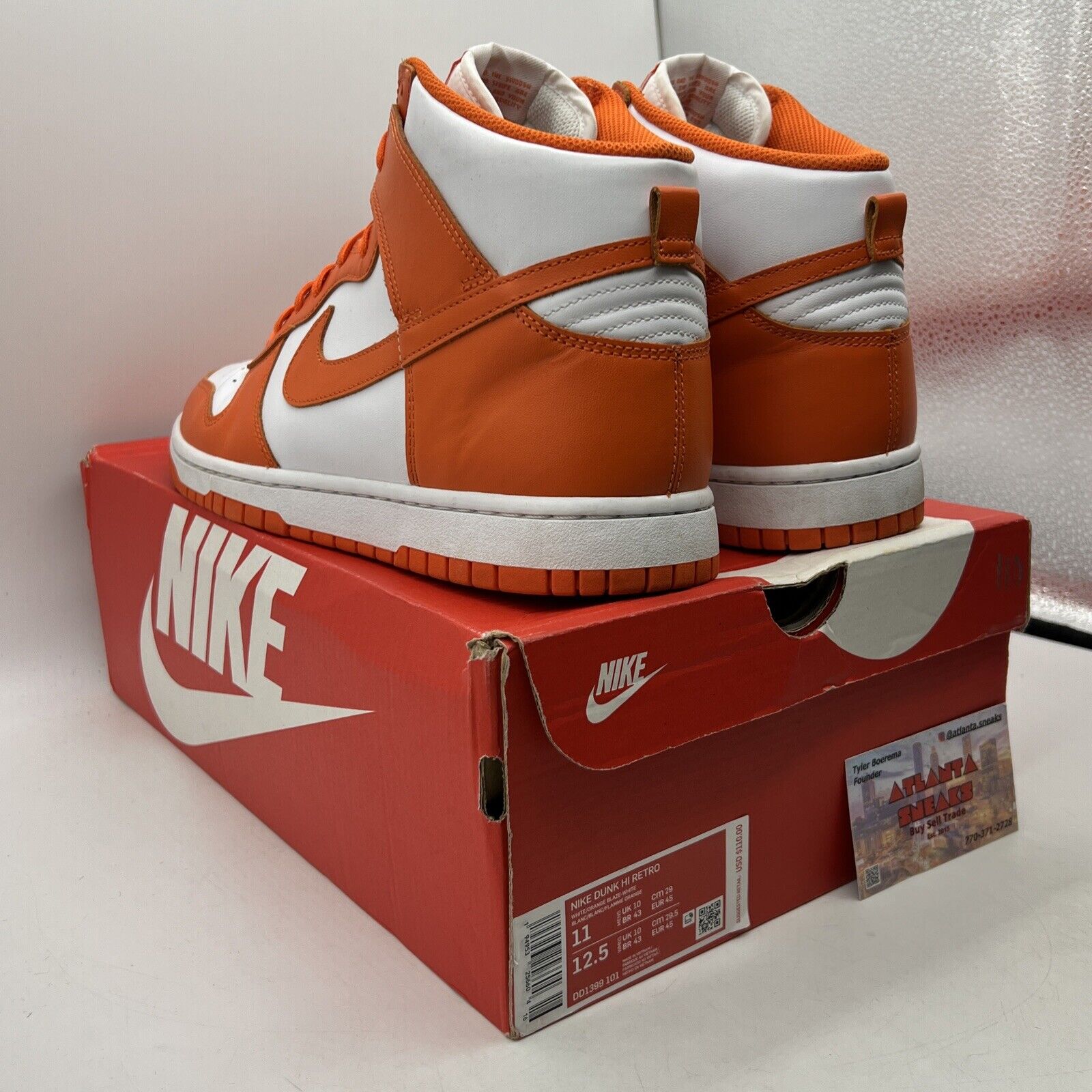 Size 11 - Nike Dunk SP 2021 High Syracuse White Leather Orange (DD1399-101)