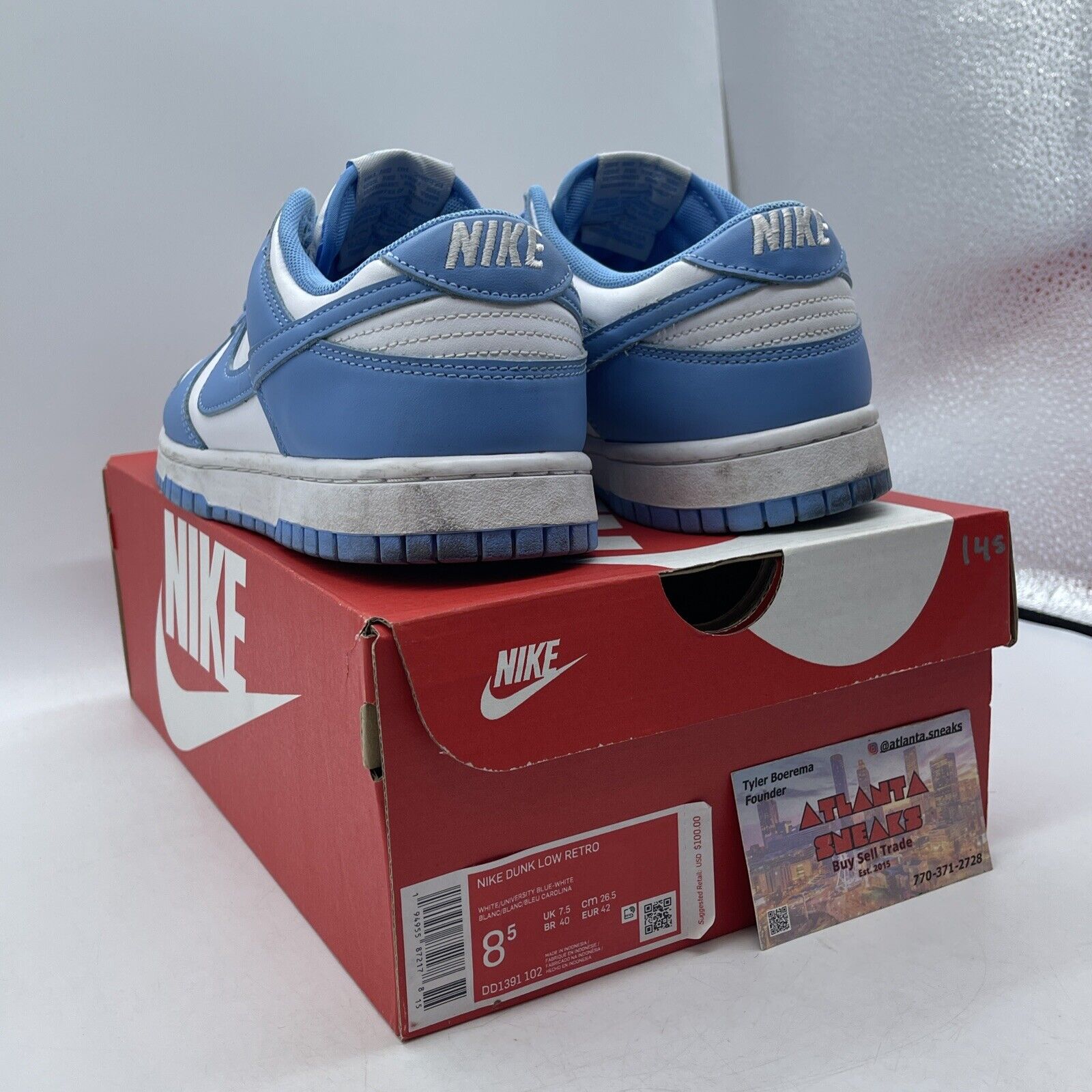 Size 8.5 - Nike Dunk Low University Blue White Leather (DD1391-102)