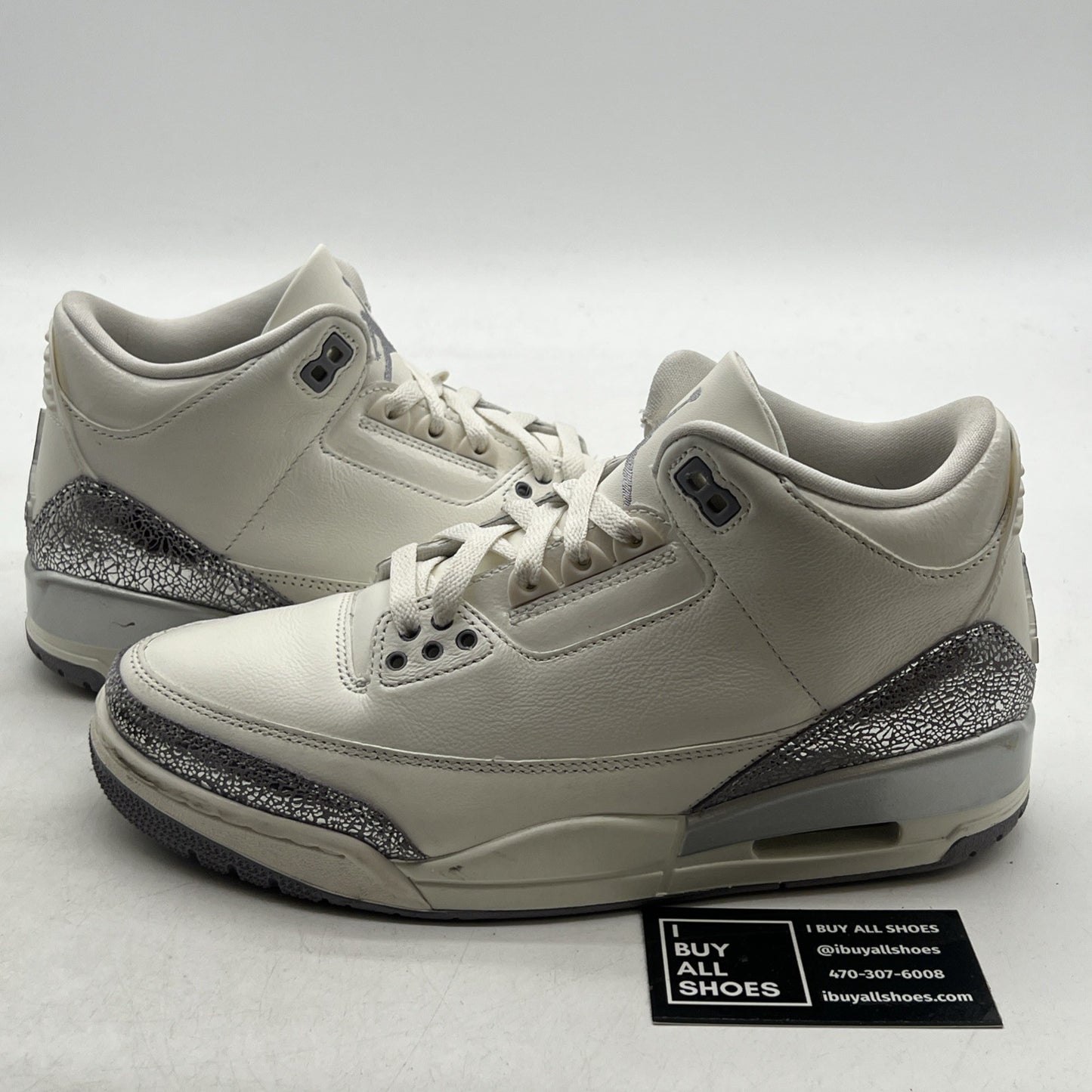 Size 9.5 -Air Jordan 3 Retro Womens Sneakers Basketball Sail Silver (CK9246-100)