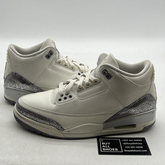 Size 9.5 -Air Jordan 3 Retro Womens Sneakers Basketball Sail Silver (CK9246-100)