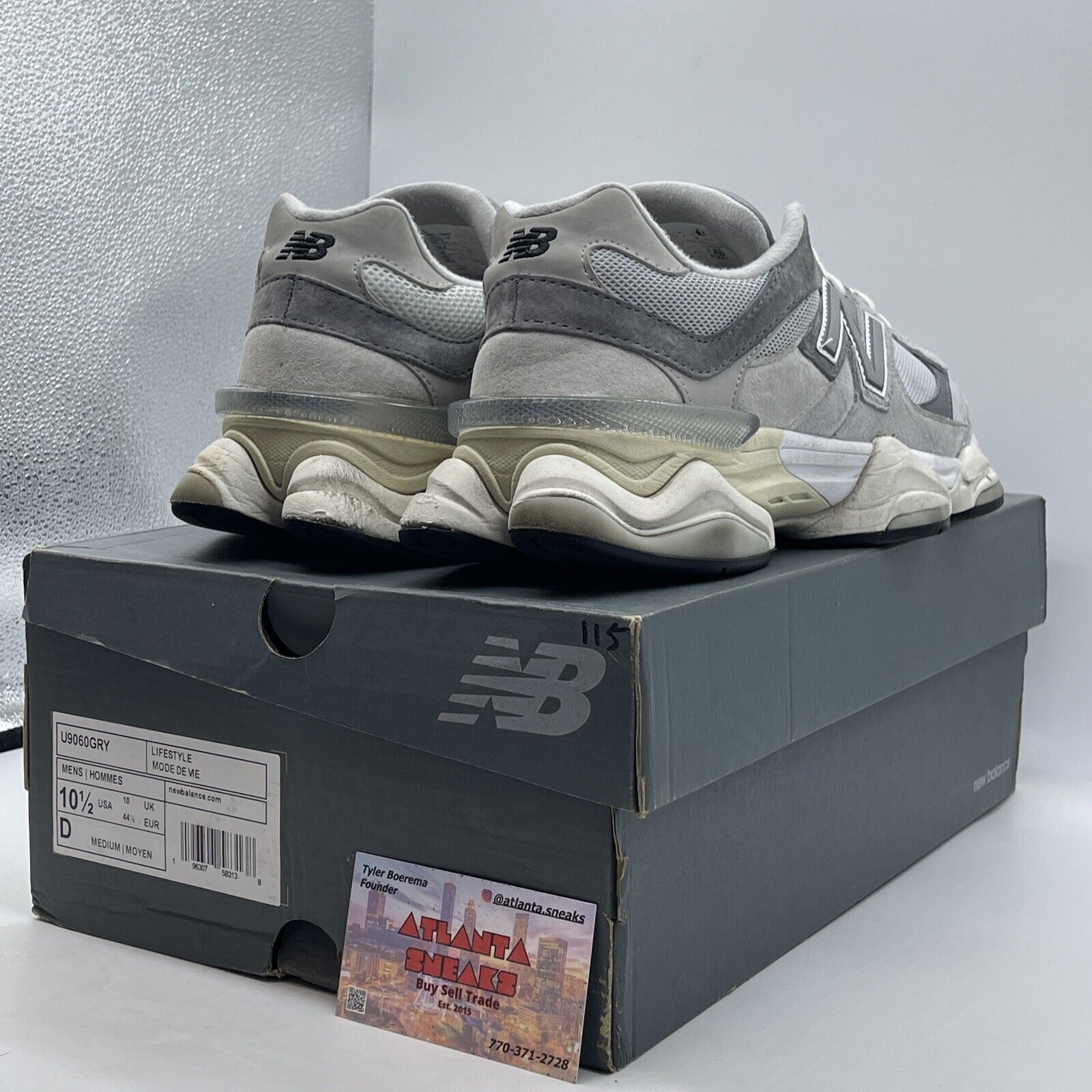 Size 10.5 - New Balance 9060 Rain Cloud Grey White Red Suede (U9060GRY)