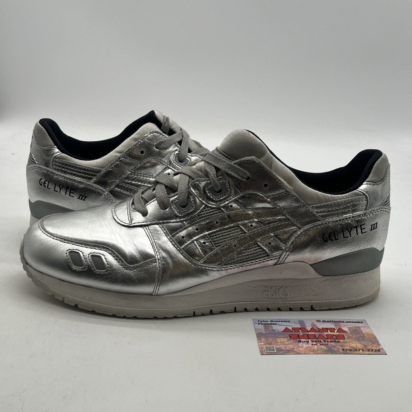 Size 12 - Asics Gel Lyte III Athletic Shoes Blemish HL504 Metallic Silver