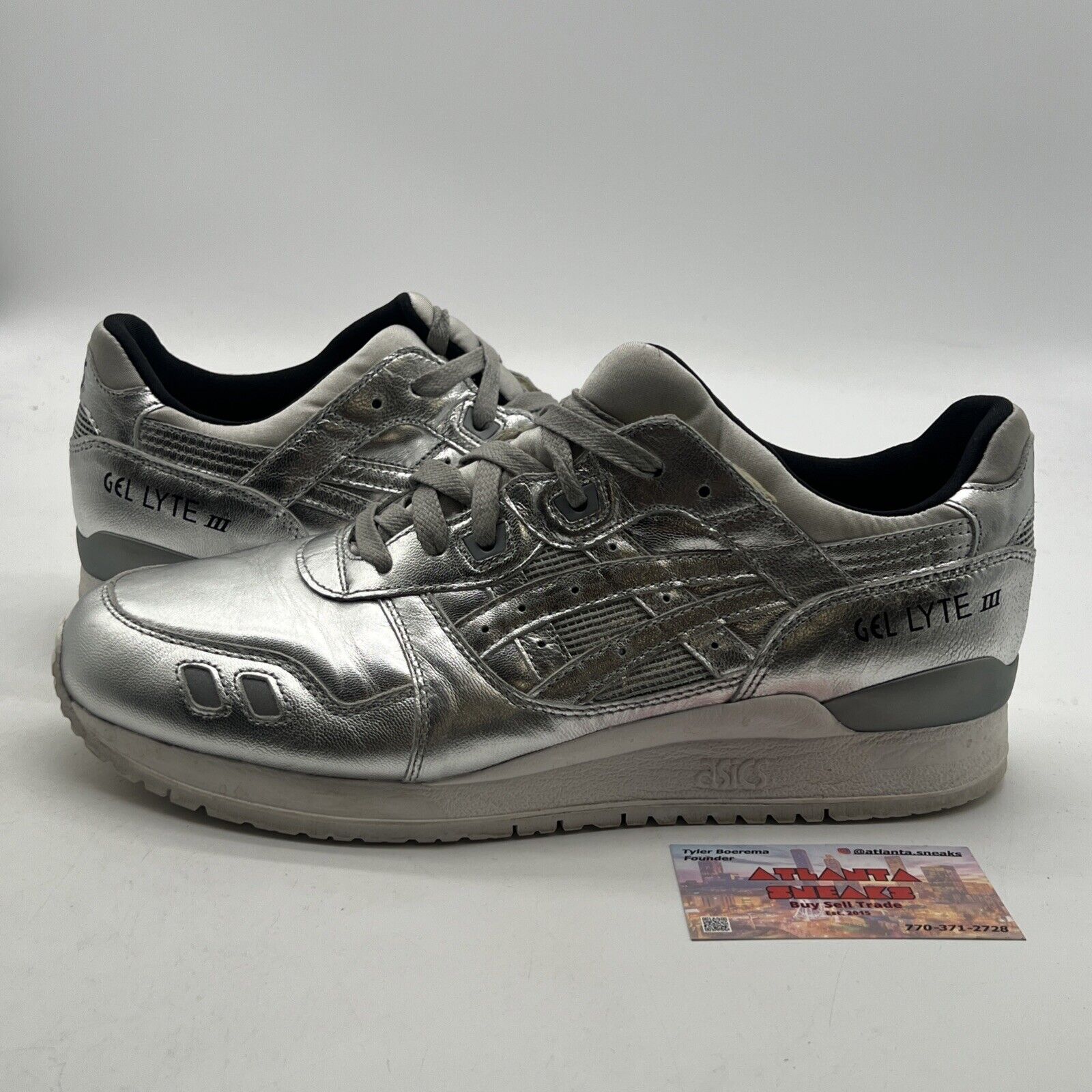 Size 12 - Asics Gel Lyte III Athletic Shoes Blemish HL504 Metallic Silver