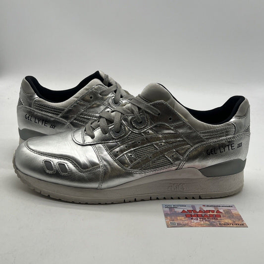 Size 12 - Asics Gel Lyte III Athletic Shoes Blemish HL504 Metallic Silver