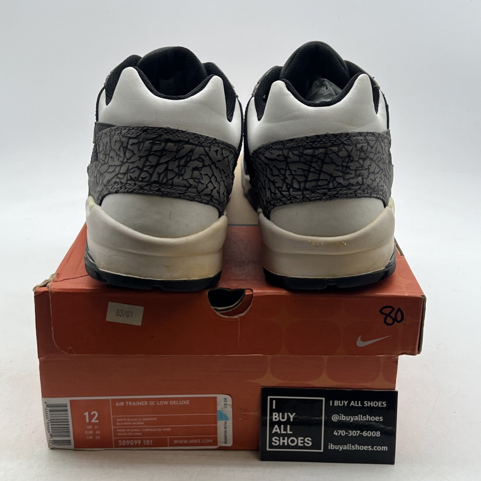 Size 12 - Nike Air Trainer Sc Deluxe Low White (309099-101)