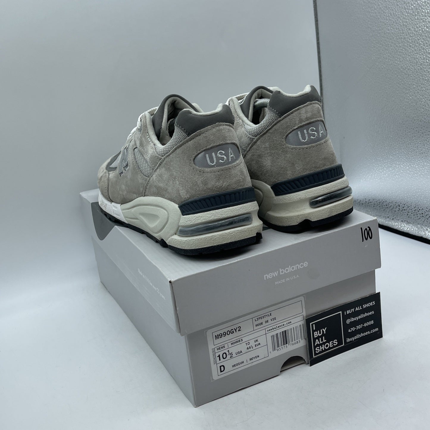 Size 10.5 - New Balance 990v2 Made in USA Grey Suede Leather (M990GY2)