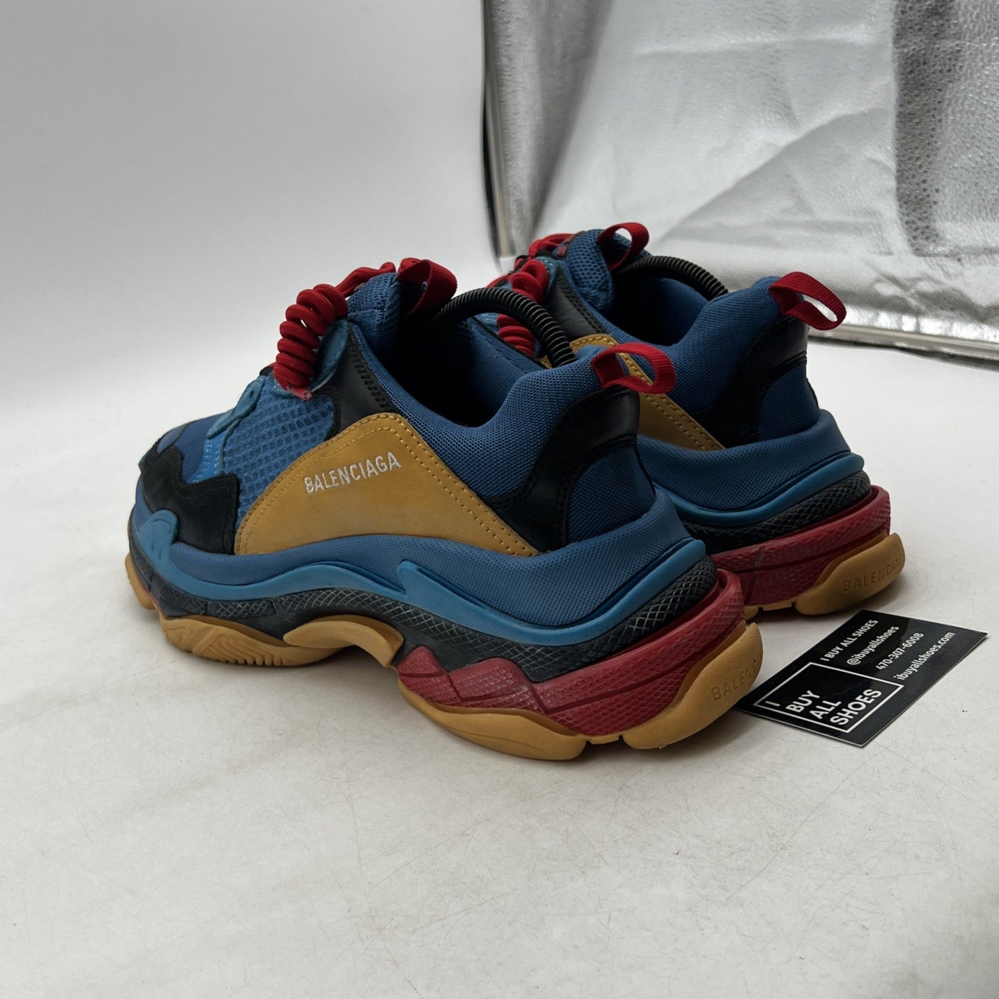 Size 9 - Balenciaga Triple S Sneaker Blue Orange Red Distressed Mens