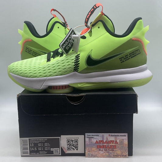 Size 13 - Nike LeBron Witness 5 EP Grinch Green White Suede Leather (CQ9381-300)