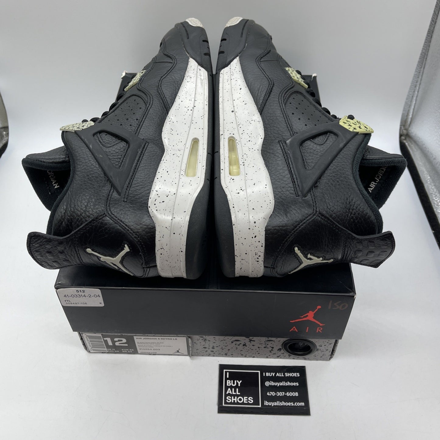 Size 12 - Jordan 4 Retro LS oreo 2015 Black Grey Leather (314254-003)