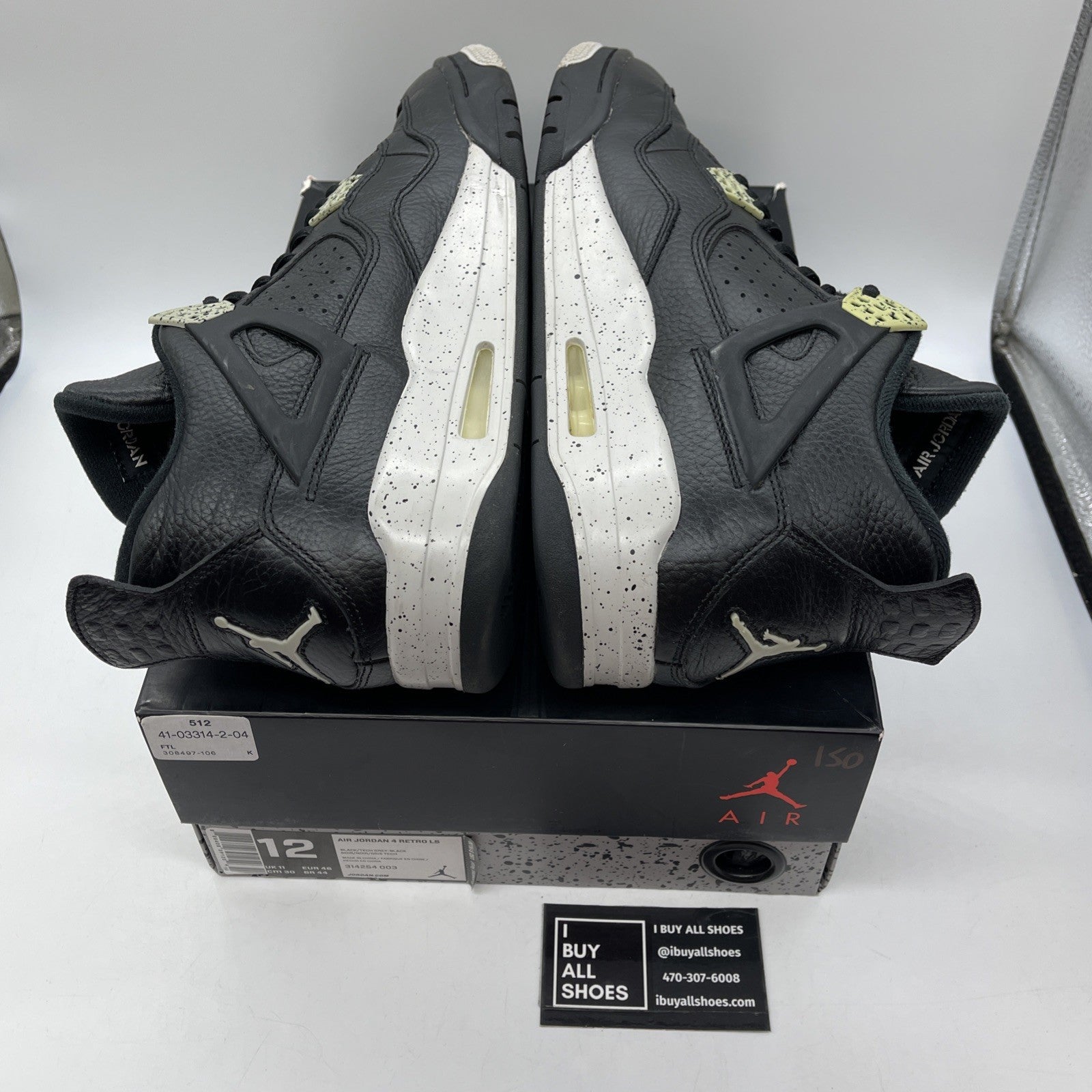 Size 12 - Jordan 4 Retro LS oreo 2015 Black Grey Leather (314254-003)