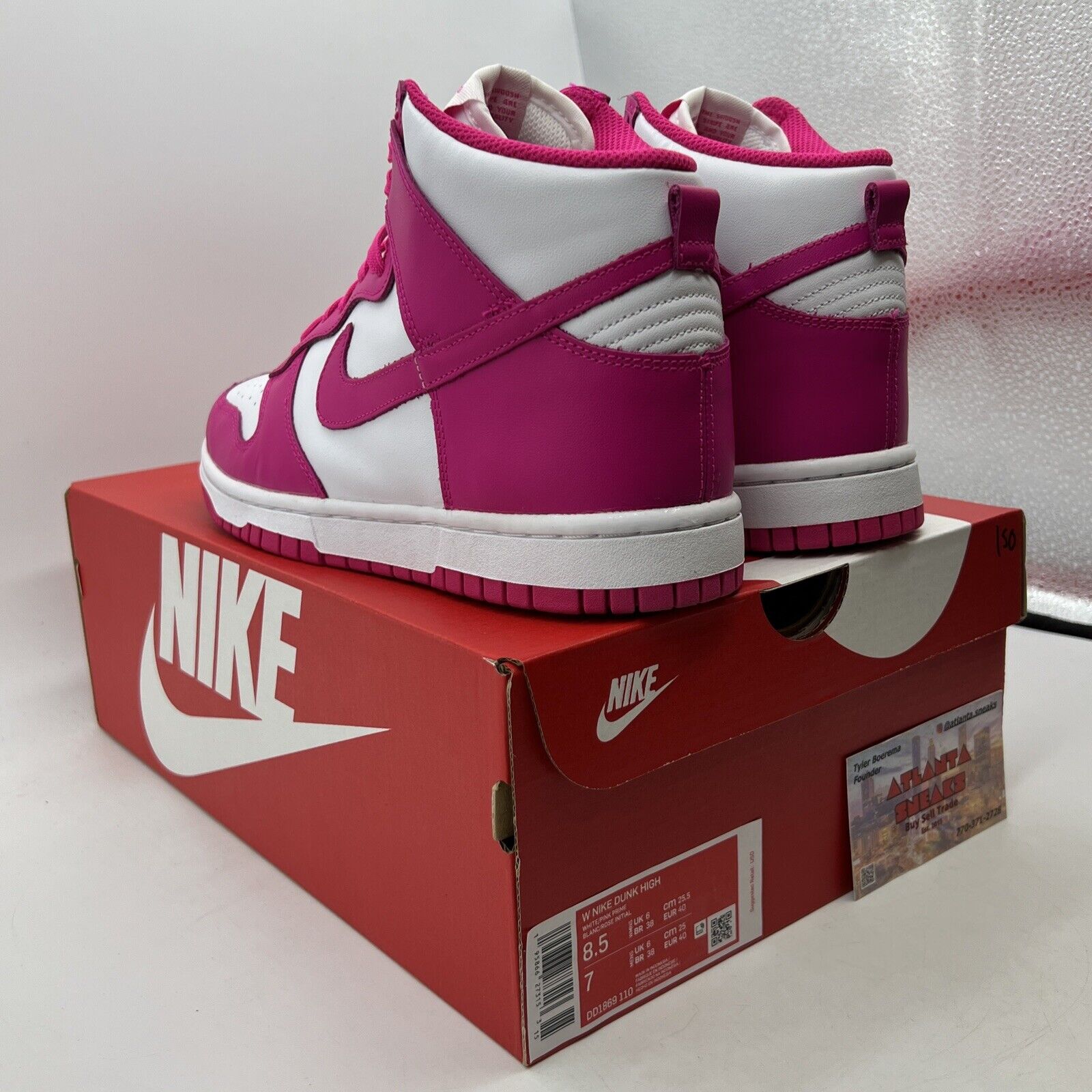 Size 8.5 - Nike Dunk High Pink Prime W White Leather (DD1869-110)