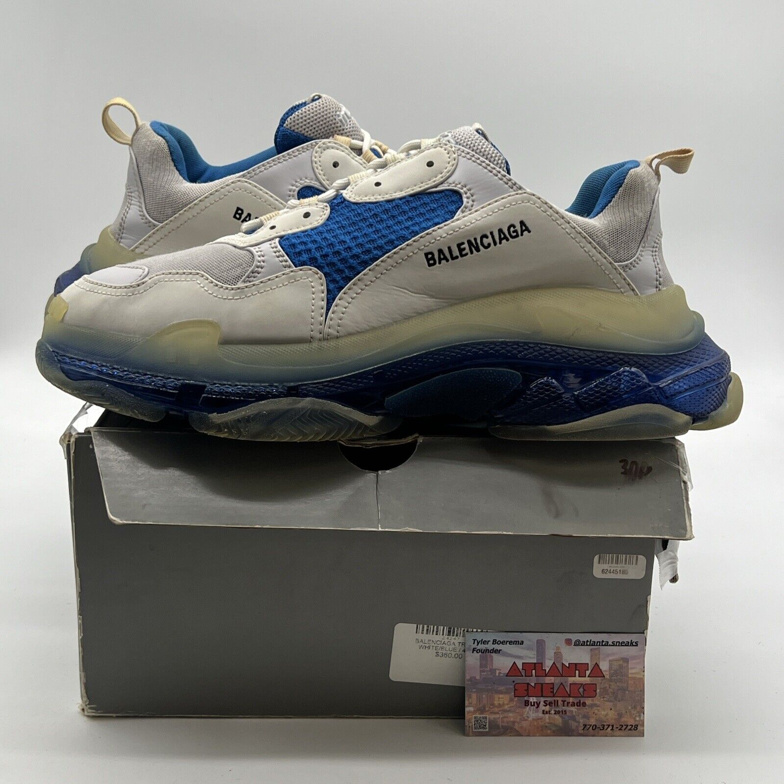 Size 12 - Balenciaga Triple S Blue And White