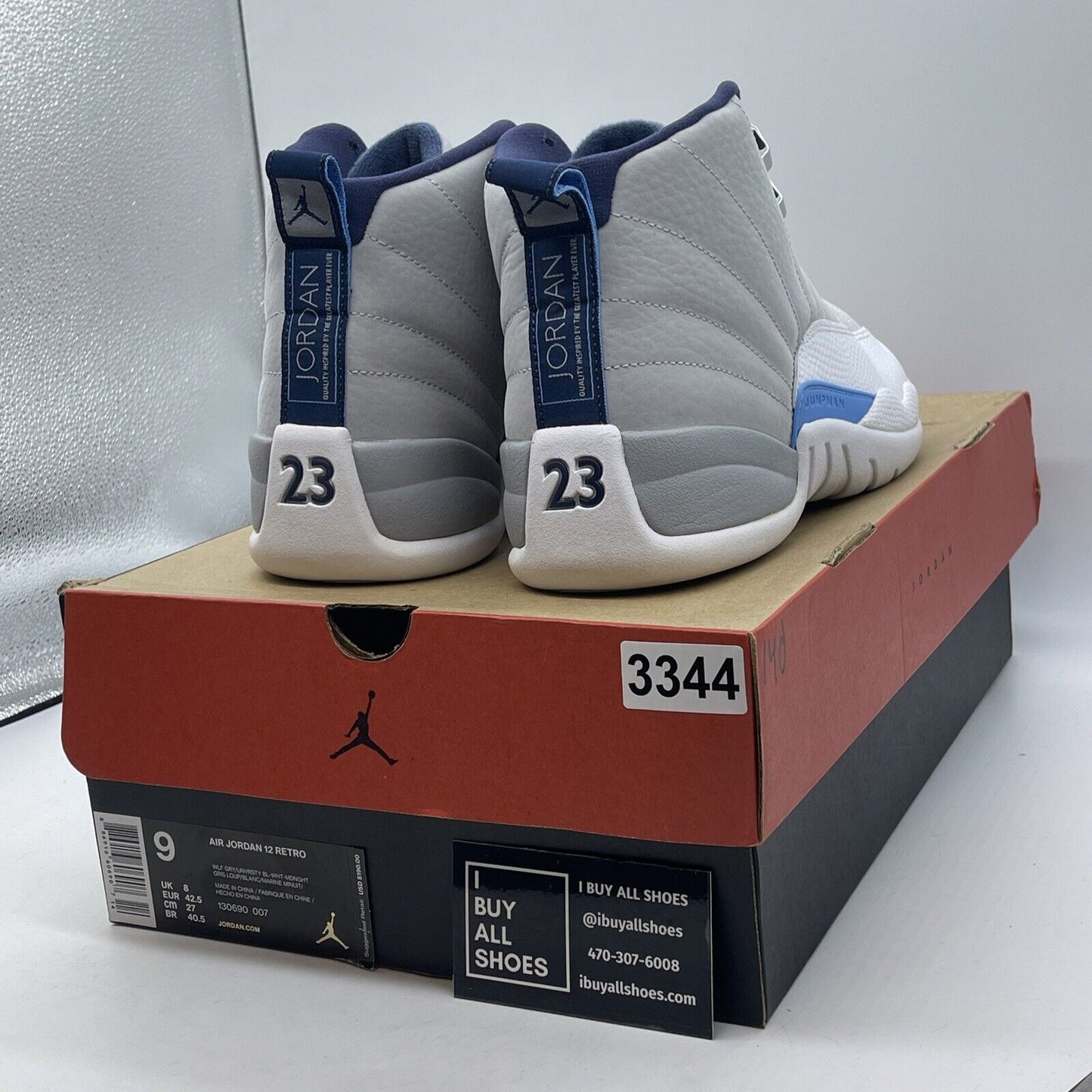 Size 9 - Air Jordan 12 Retro Grey University Blue Suede Leather (130690-007)