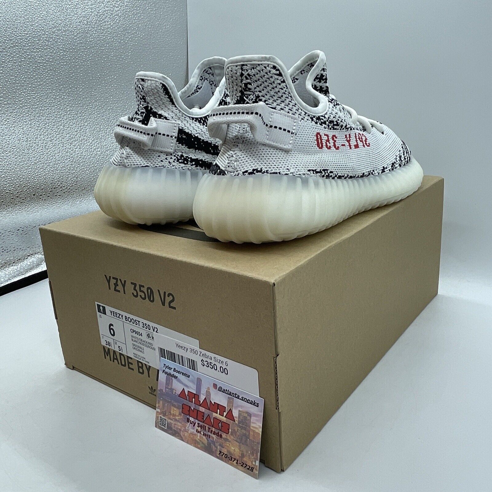 Size 6 - adidas Yeezy Boost 350 V2 Low Zebra Black White (CP9654)