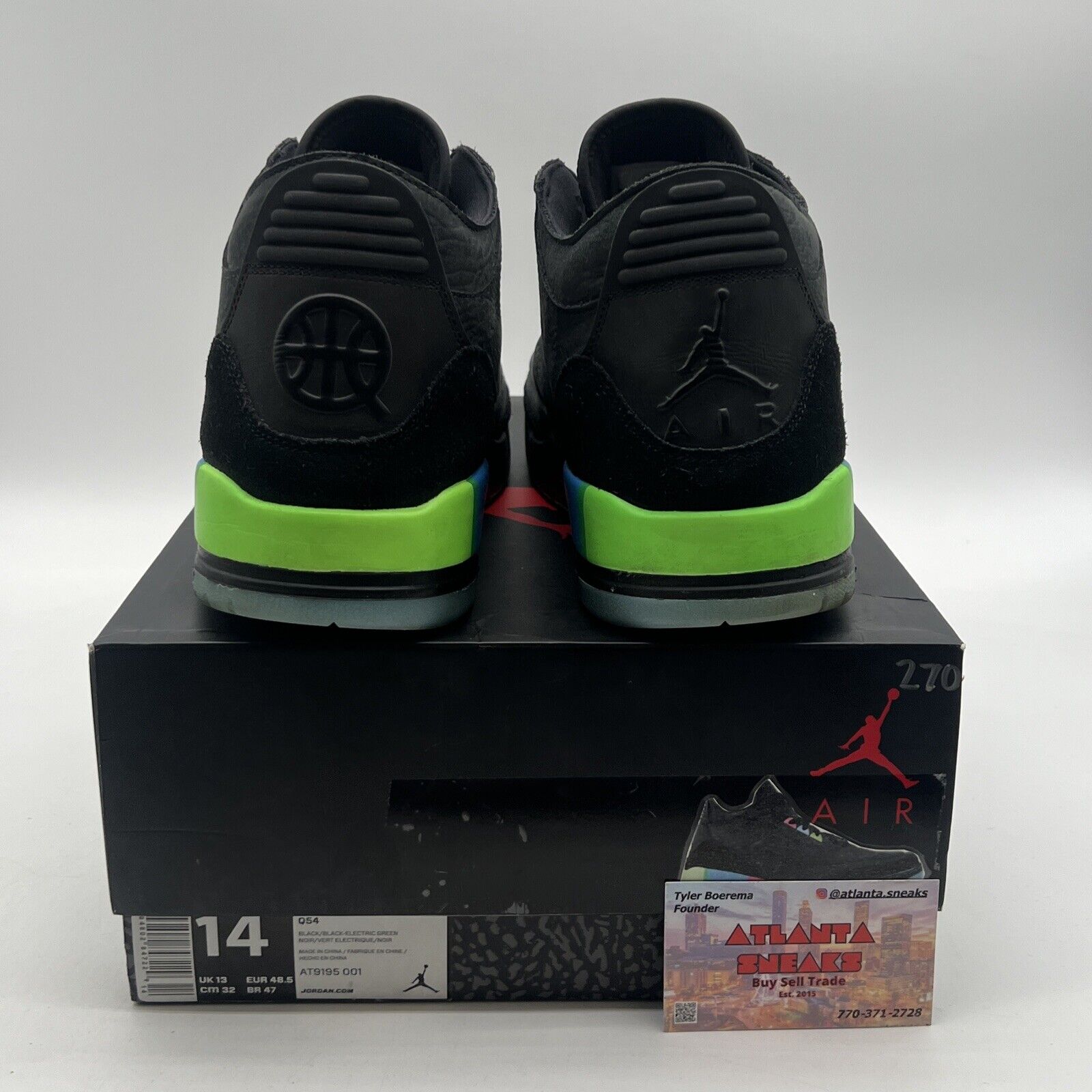 Size 14 - Air Jordan 3 Retro SE Quai 54 2018 Black Pink Green Icey (AT9195-001)