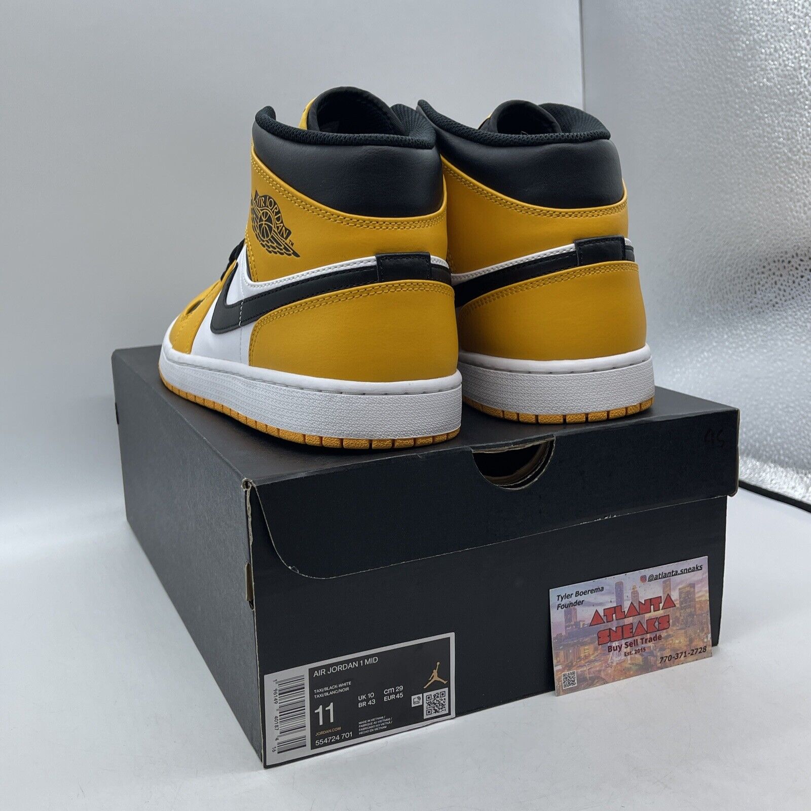 Size 11 - Jordan 1 Mid Taxi Yellow Black White Leather (554724-701)