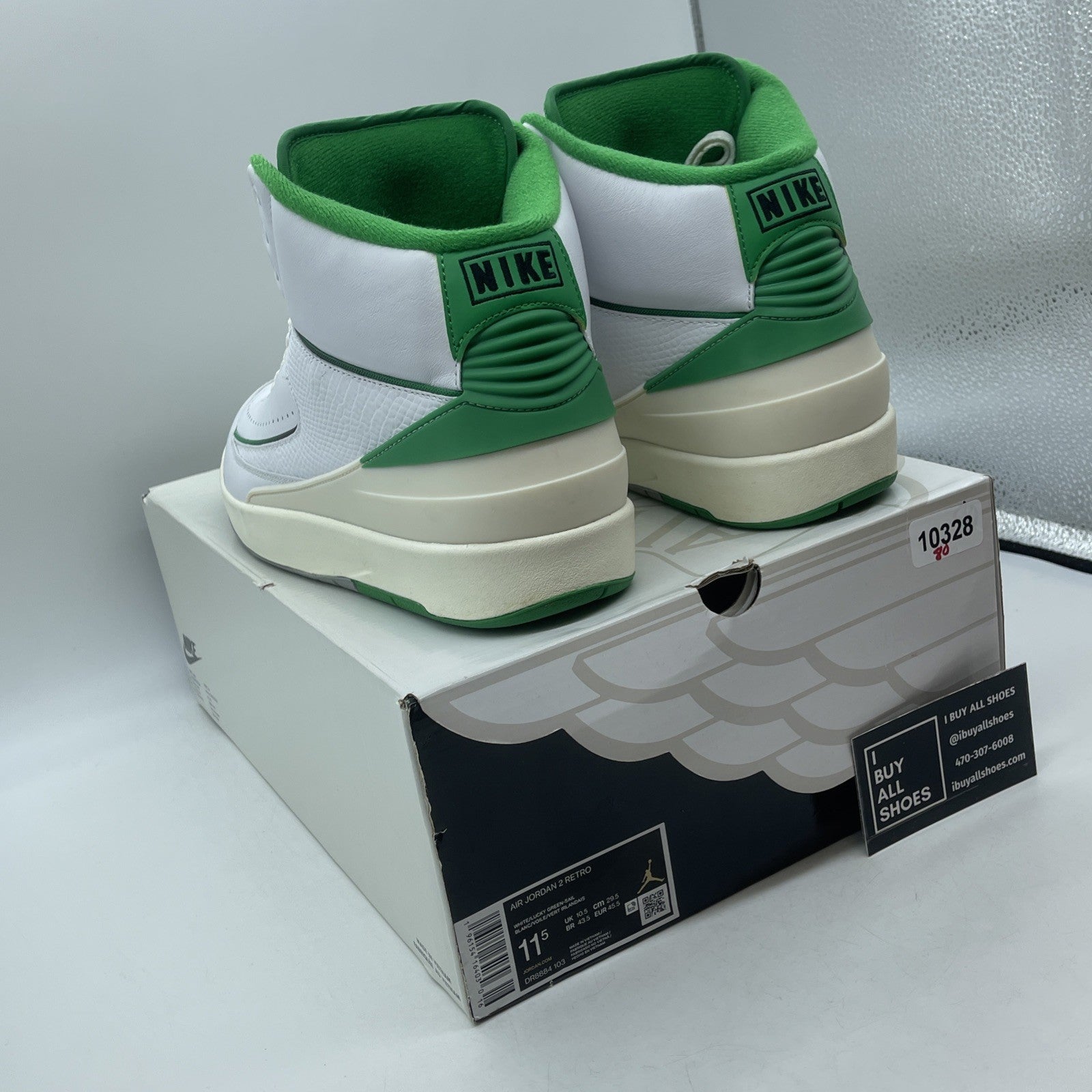 Size 11.5 - Jordan 2 Retro Lucky Green White Leather (DR8884-103)