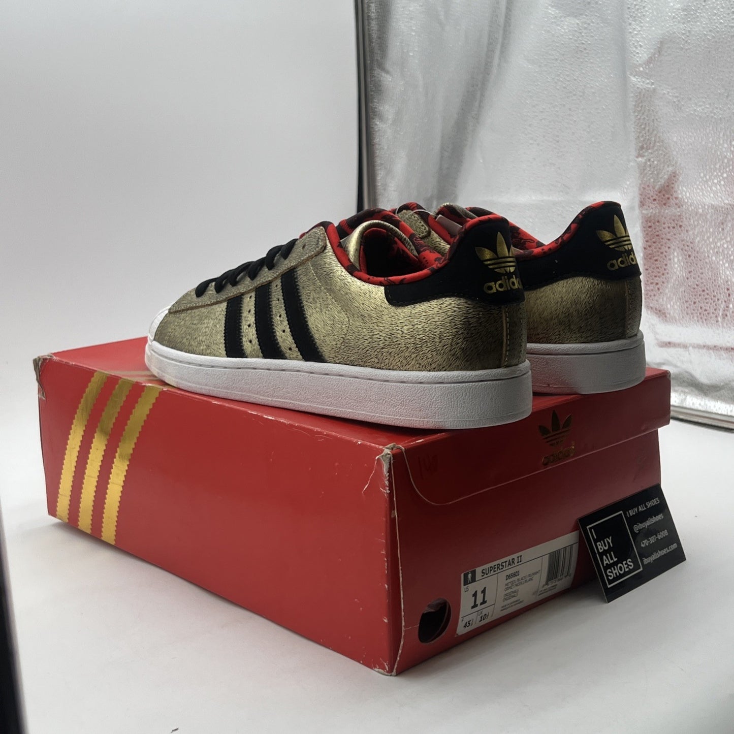 Size 11 - Adidas Superstar Sneakers Shoes 2 Year of the Horse Gold Red (D65601)