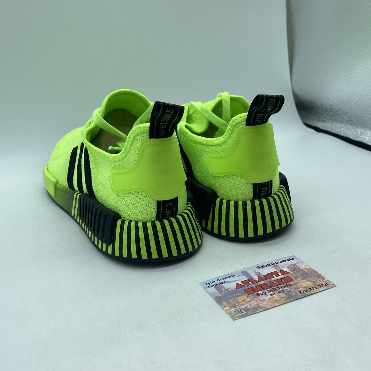 Size 8 - adidas NMD_R1 Glitch - Signal Green Black Suede Leather (FV3647)