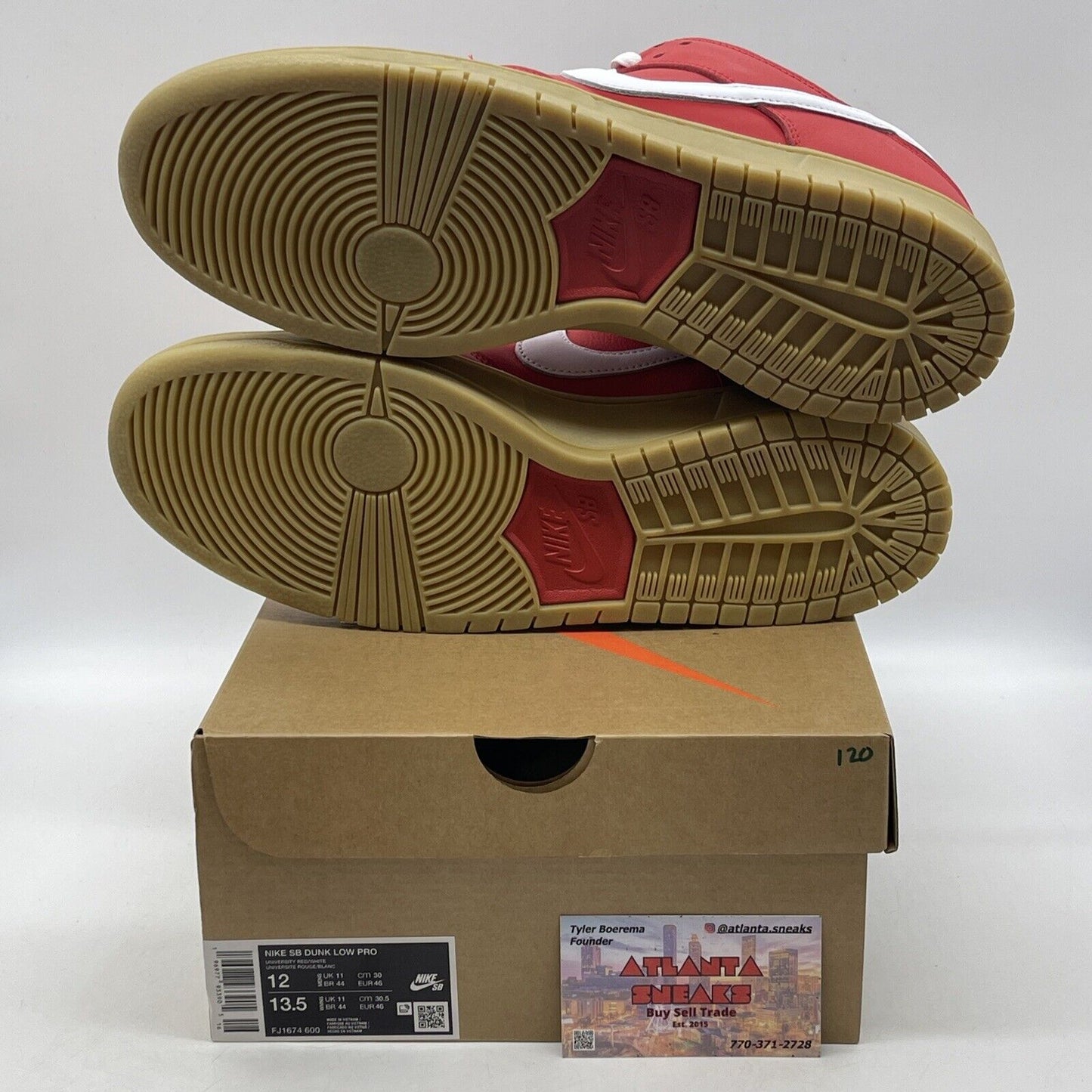 Size 12 - Dunk Low Pro SB University Red Gum White Suede (FJ1674-600)