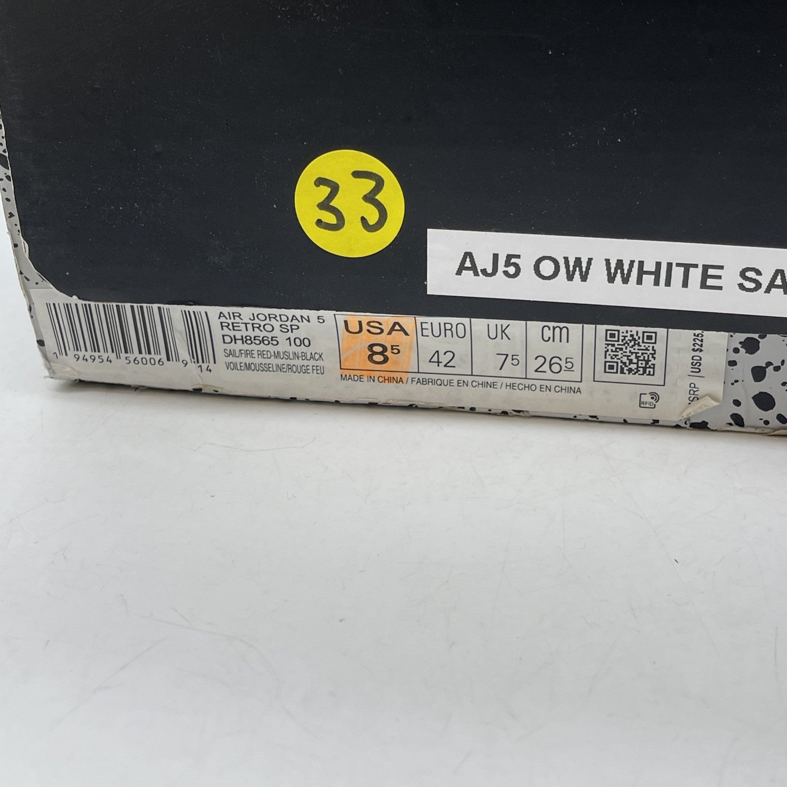 Size 8.5 - Jordan 5 SP x Off-White Mid Sail Red Black Suede (DH8565-100)