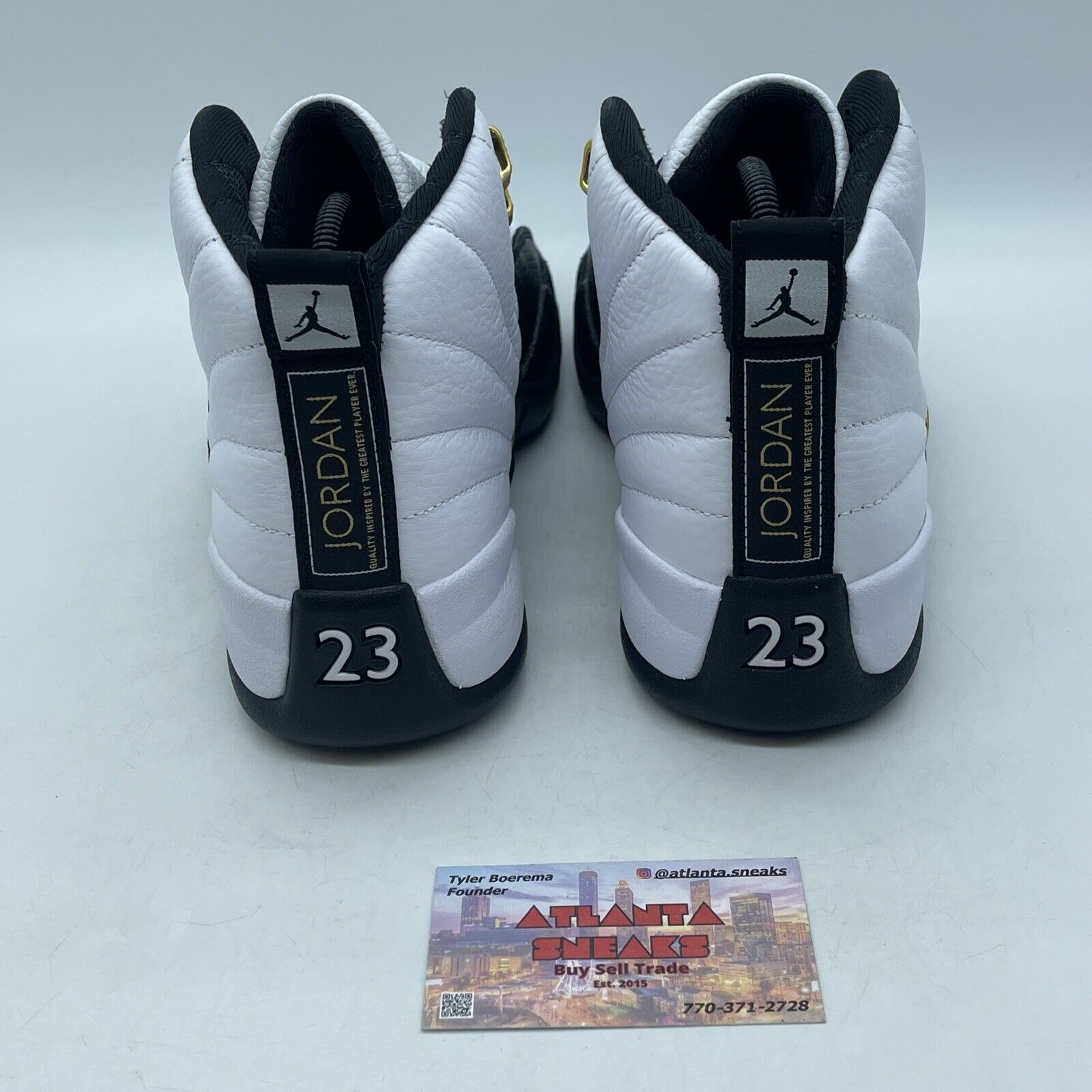 Size 8.5 - Jordan 12 Royalty Black White Gold Leather (CT8013-170)