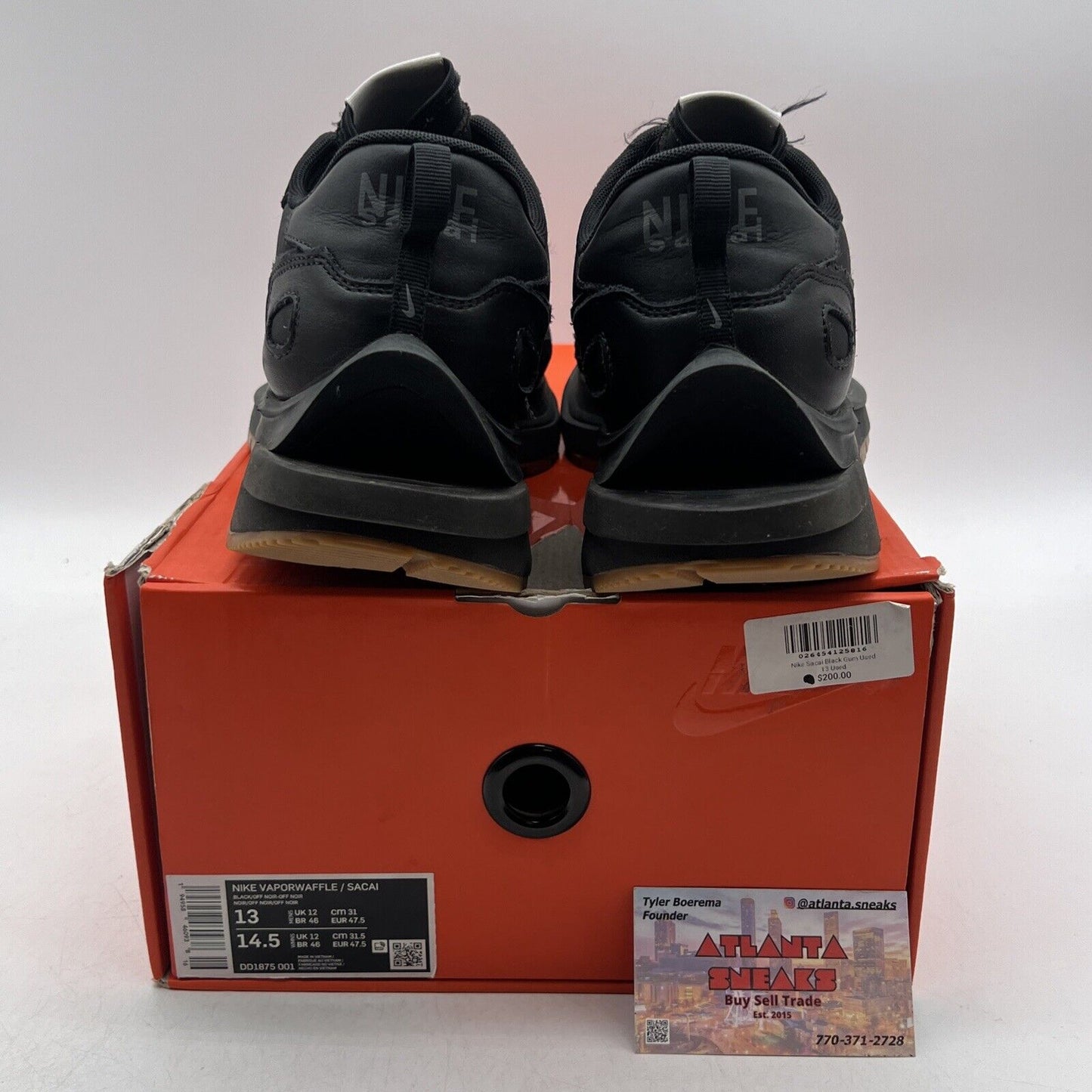 Size 13 - Nike VaporWaffle x Sacai Black Suede Gum (DD1875-001)