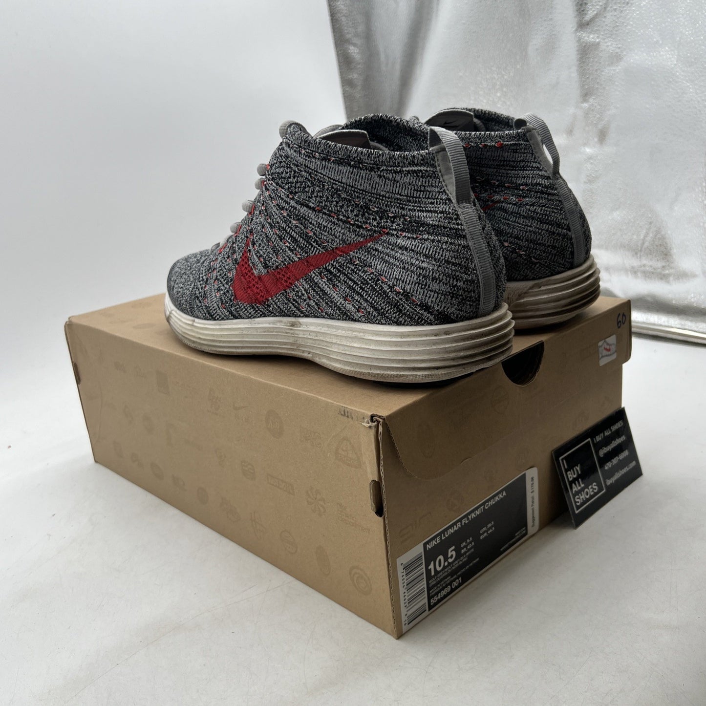 Size 10.5 - Nike Lunar Flyknit Chukka Wolf Grey (554969-001)
