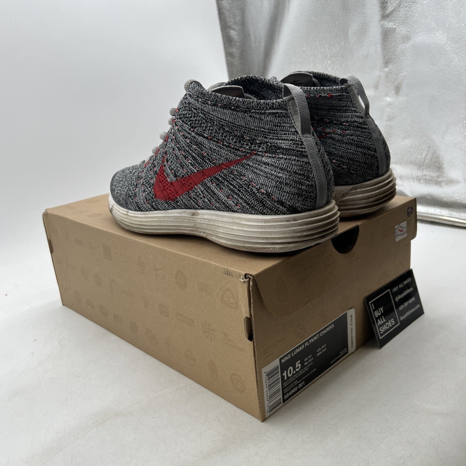 Size 10.5 - Nike Lunar Flyknit Chukka Wolf Grey (554969-001)