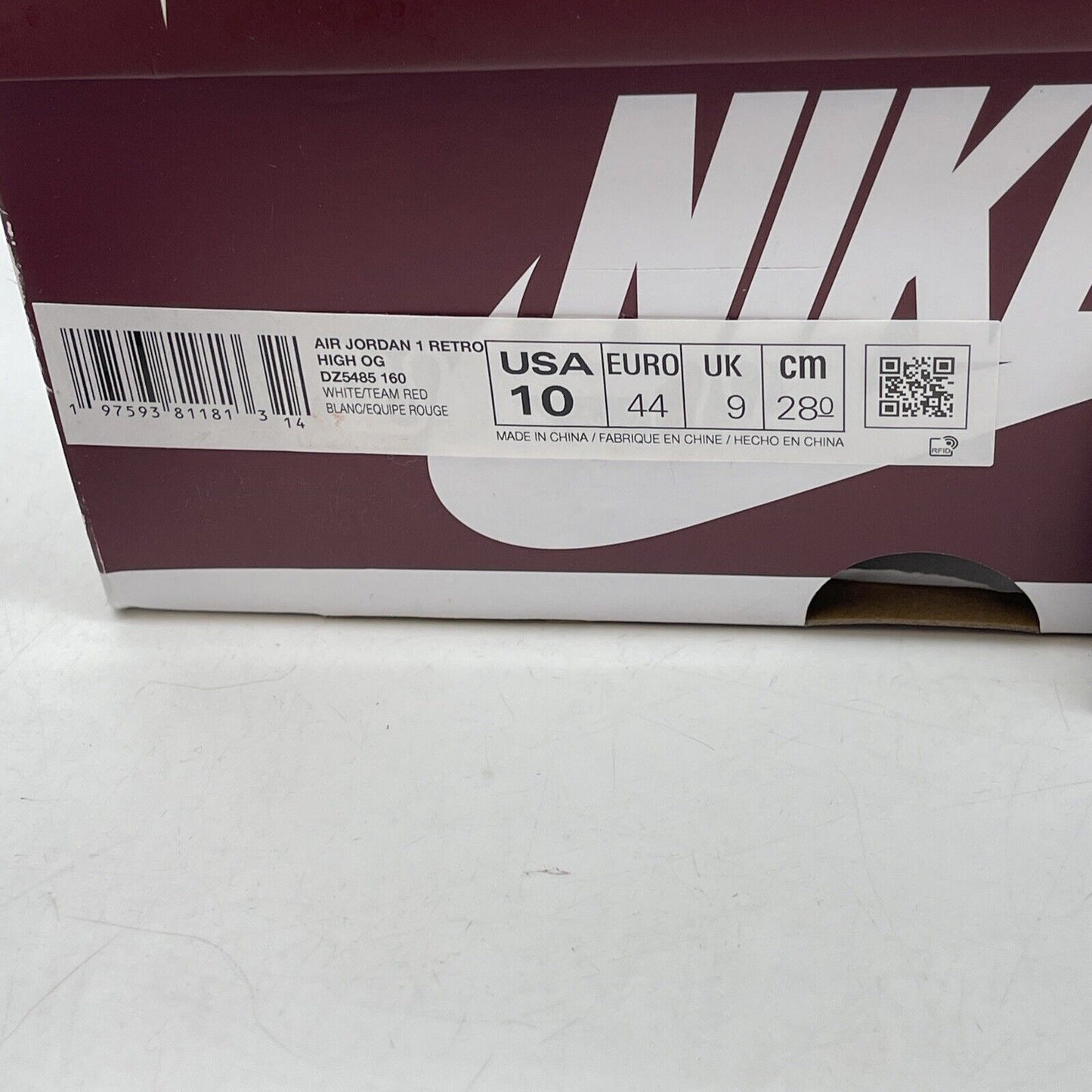 Size 10 - Air Jordan 1 Retro OG High Artisanal Red Burgundy White (DZ5485-180)
