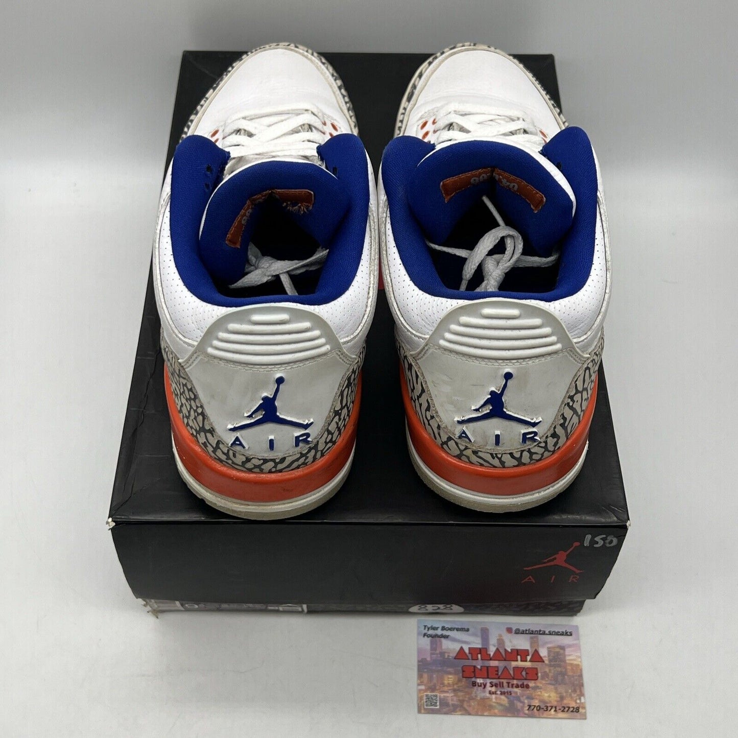 Size 9.5 - Air Jordan 3 Retro Knicks White Orange Blue Leather (136064-148)