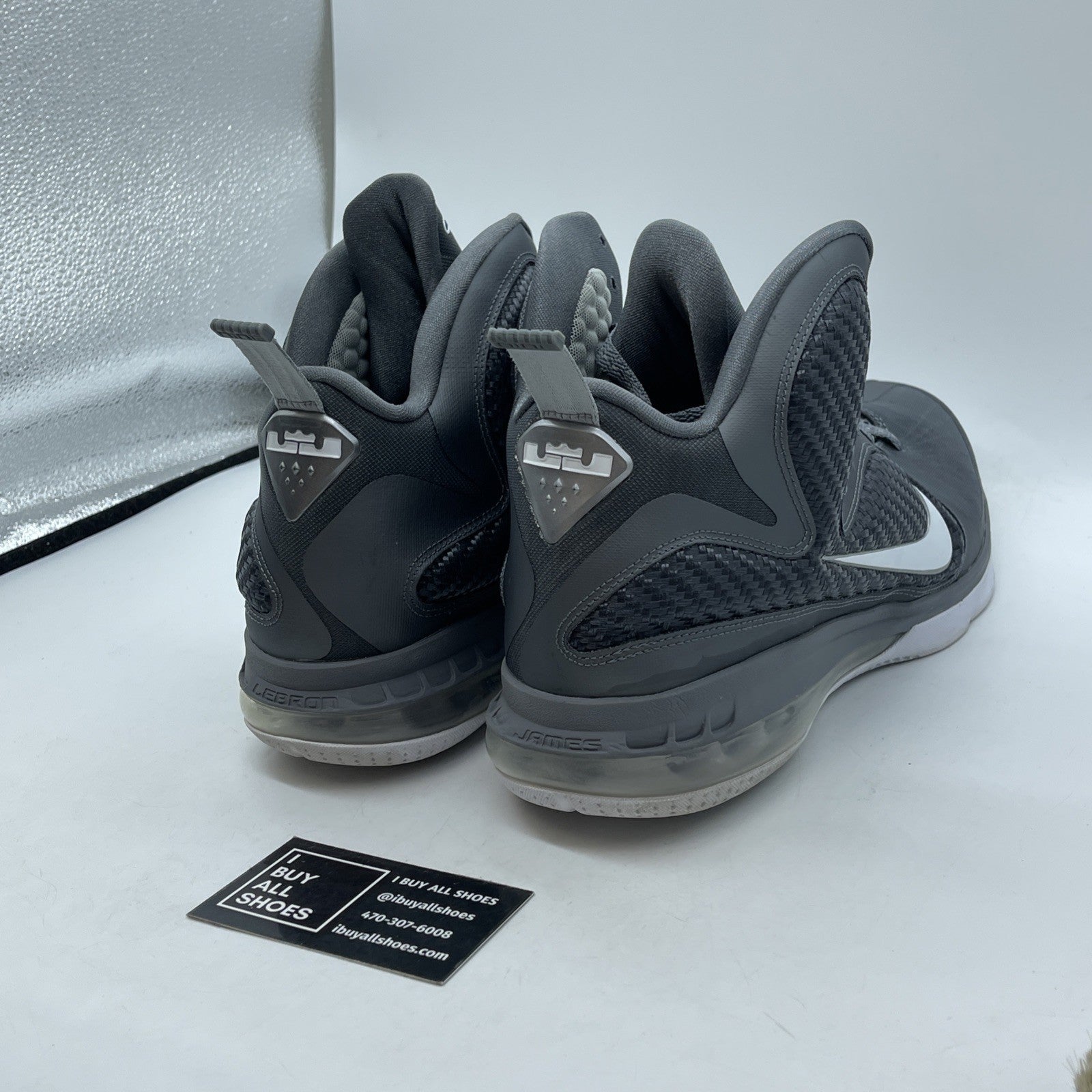 Size 13 - Nike LeBron 9 Cool Grey White Leather (46976-007)