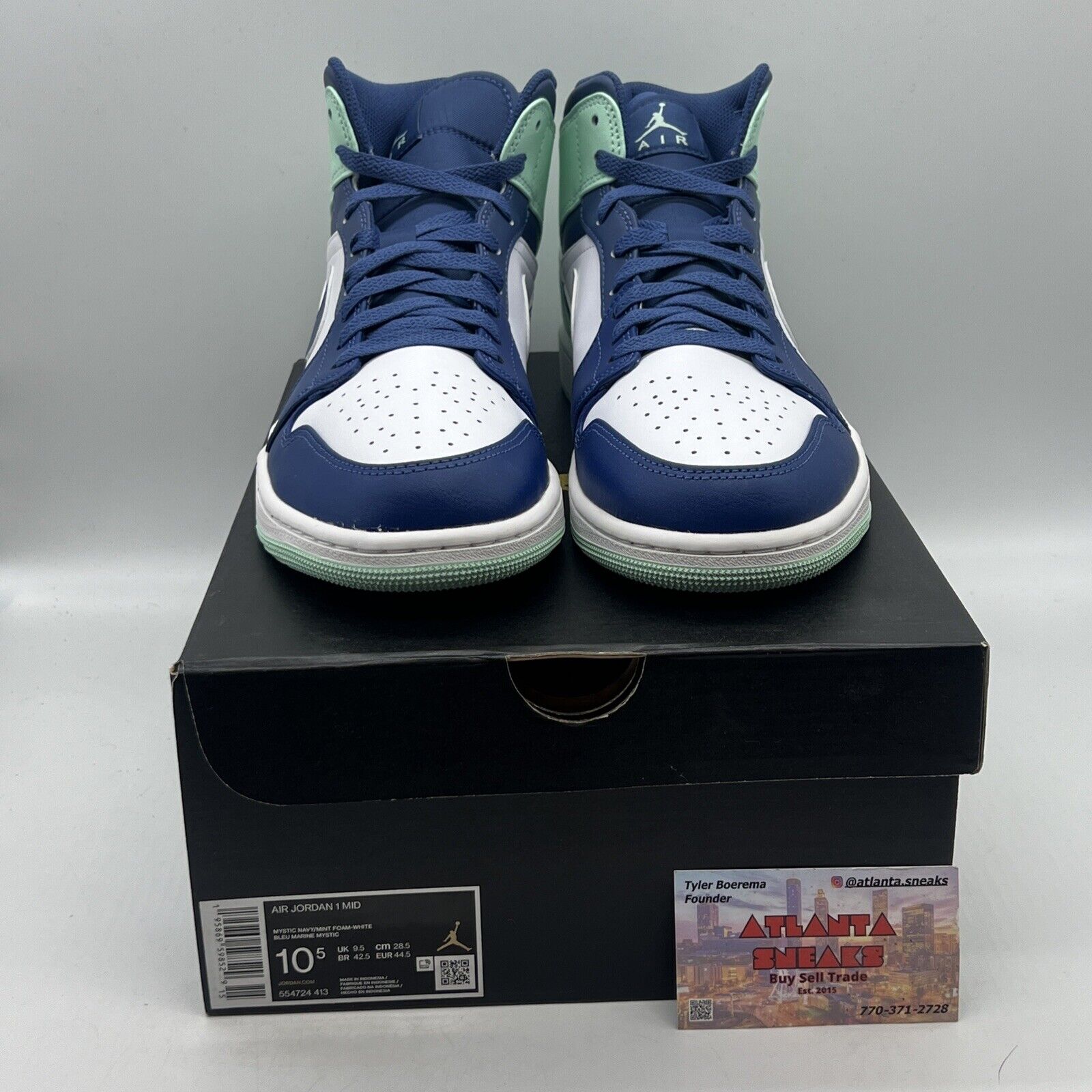 Size 10.5 - Jordan 1 Mid Blue Mint 2022 Brand New Og All