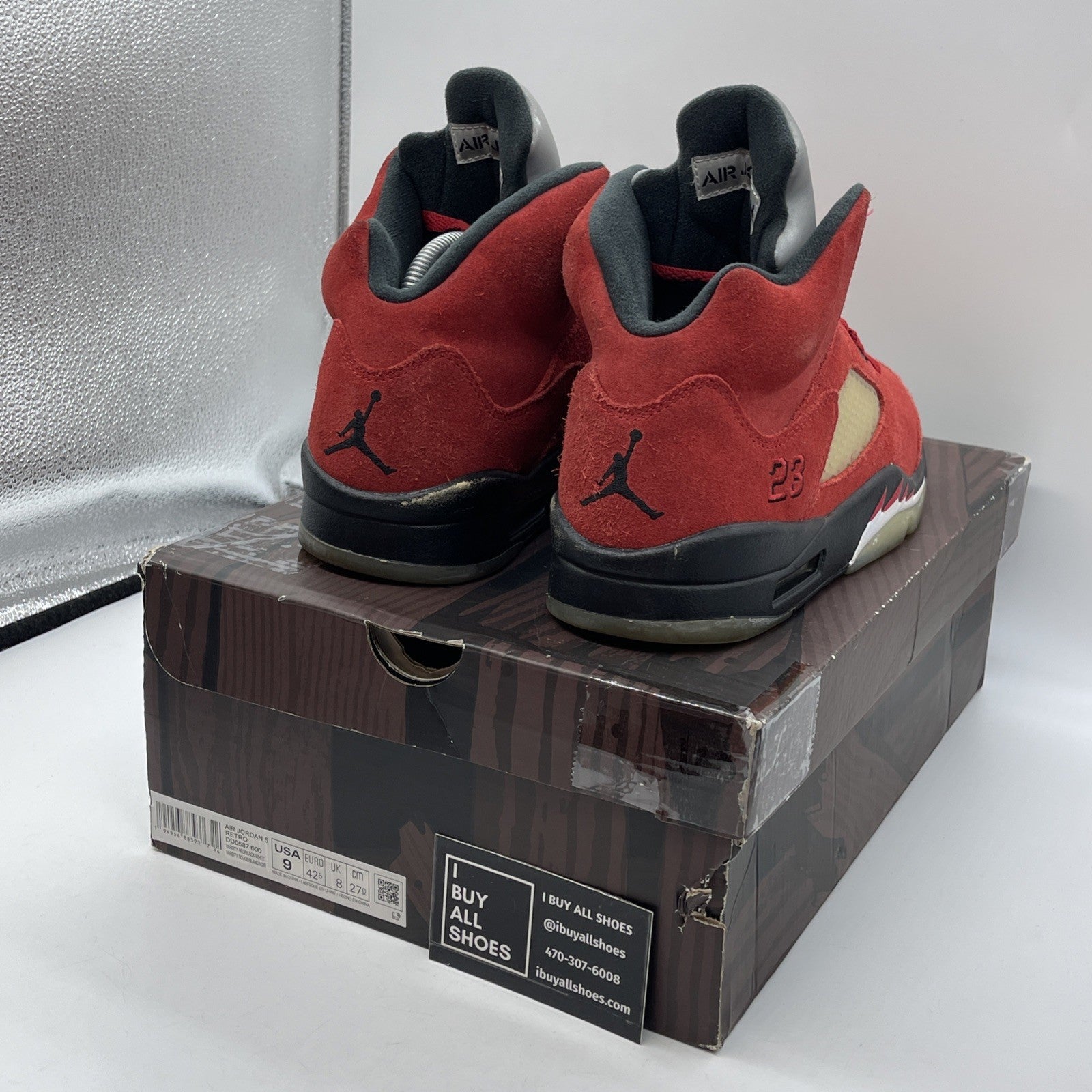 Size 9 - Jordan 5 Retro Mid Raging Bull Red Black Suede (DD0587-600)