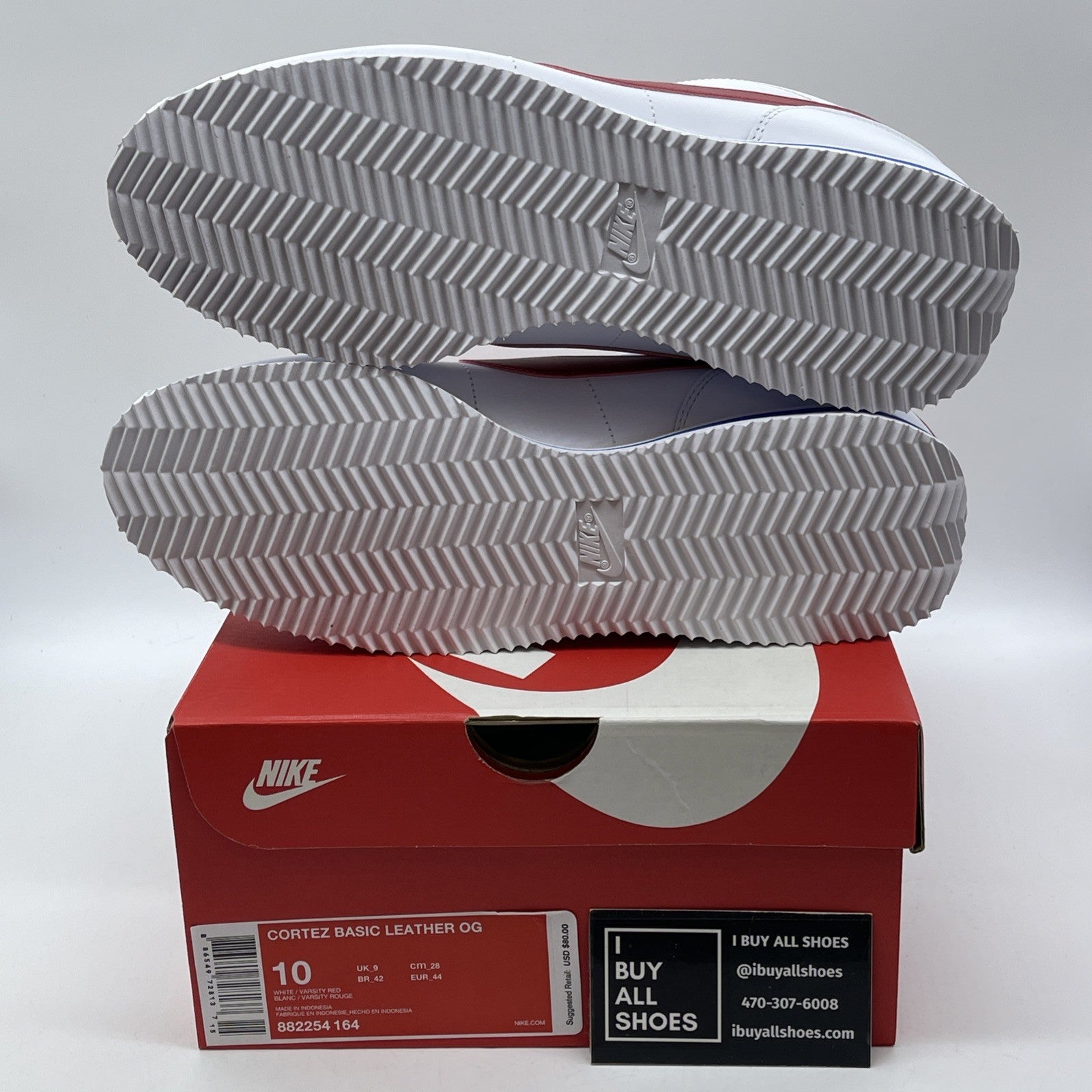 Size 10 - Nike Cortez Basic Leather OG Forrest Gump White Leather (882254-164)