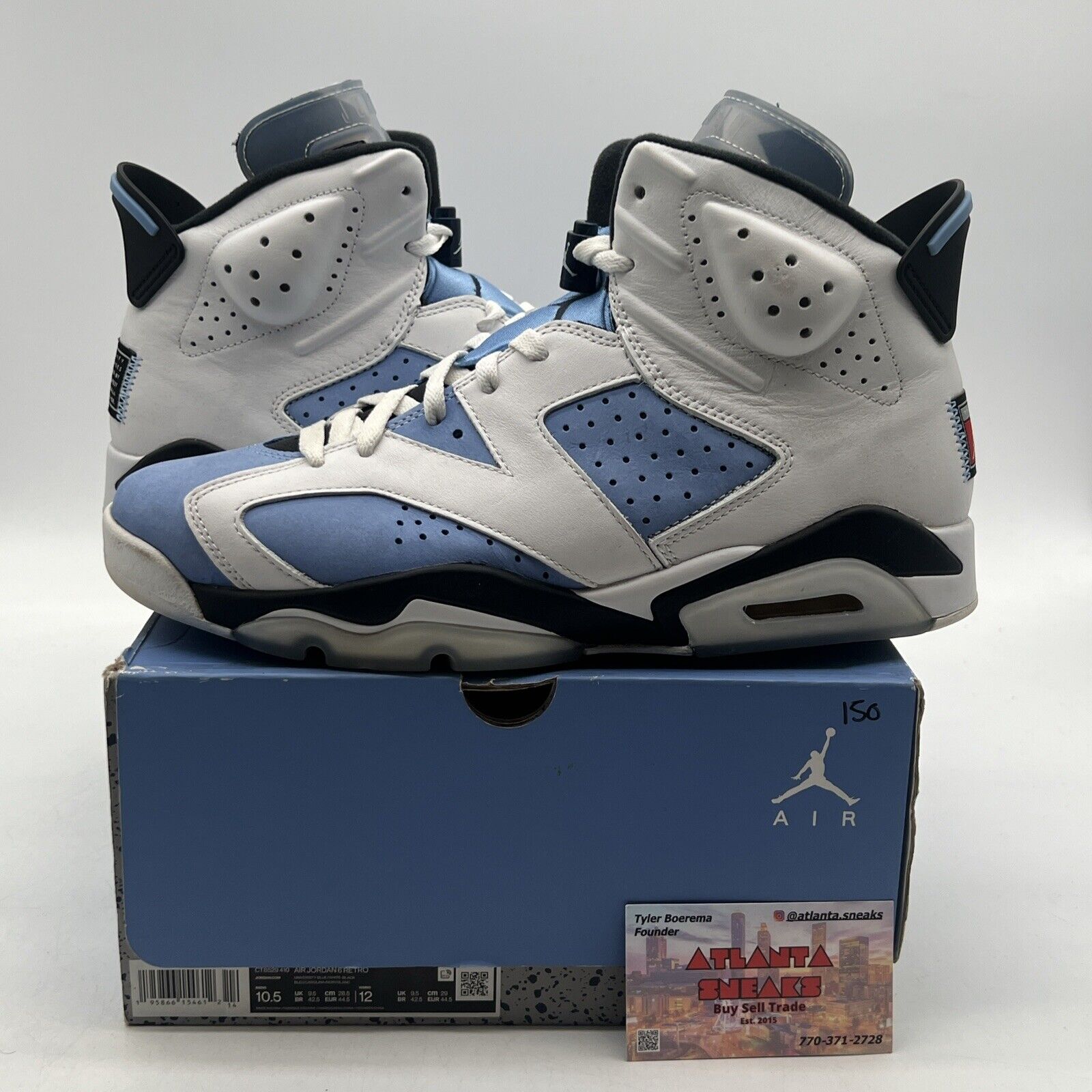 Size 10.5 - Jordan 6 Retro Mid UNC Home White Blue Suede (CT8529-410)