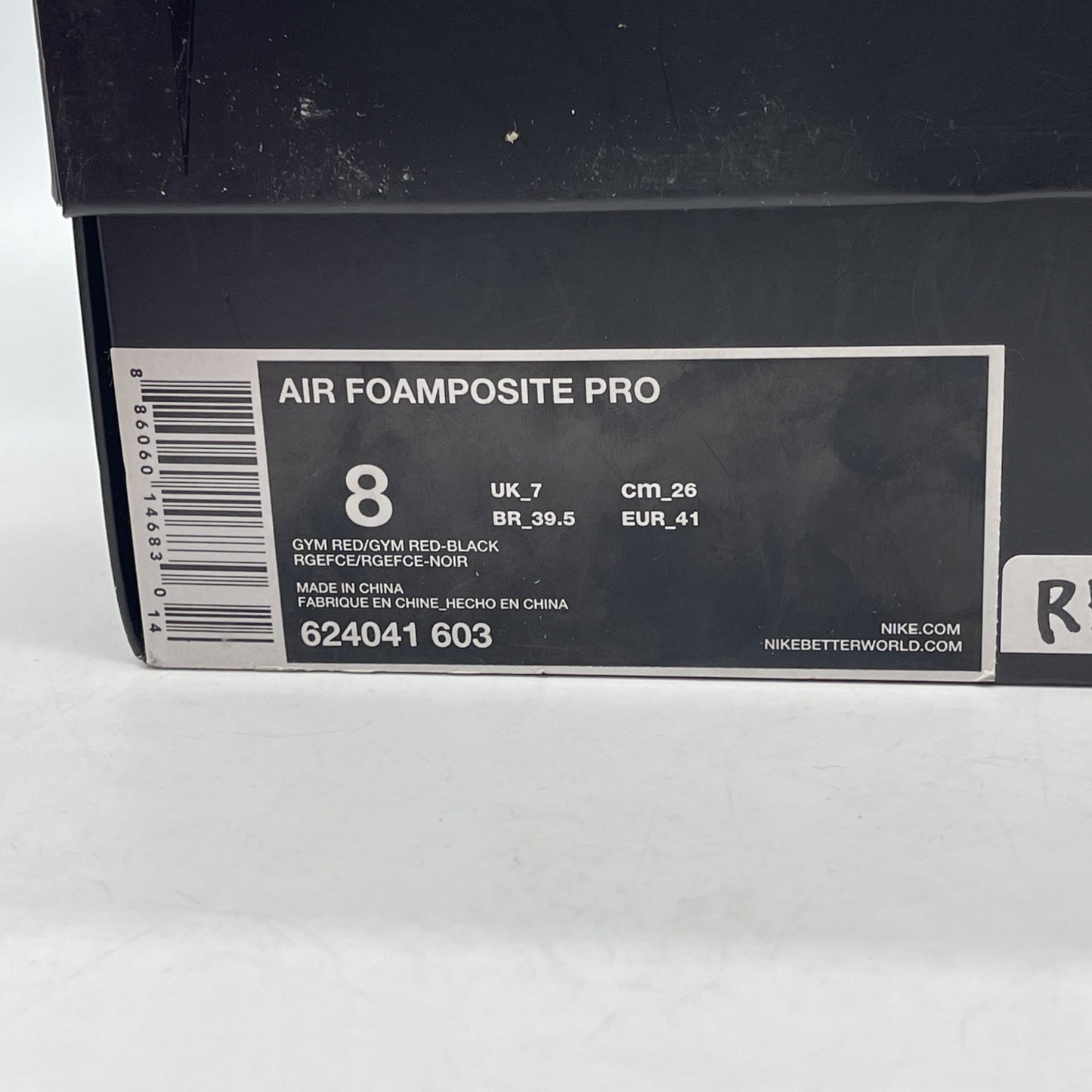 Size 8 - Nike Air Foamposite Pro Gym Red Suede Leather (624041-603)