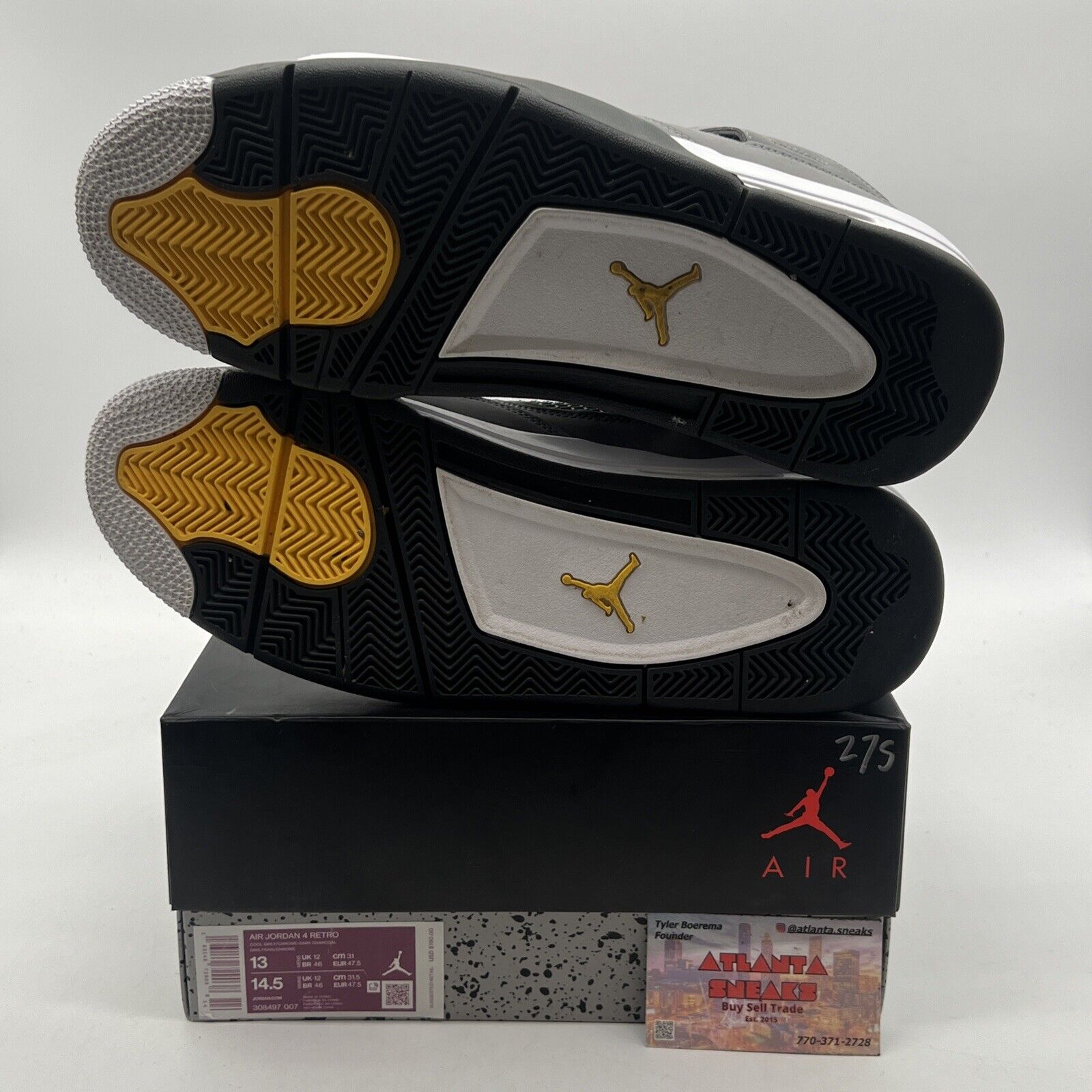 Size 13 - Jordan 4 Retro Low Cool Grey White Suede Yellow (308497-007)