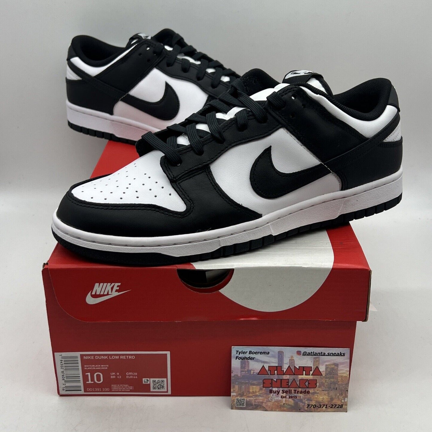 Size 10 - Nike Dunk Low Black White Brand New Og All