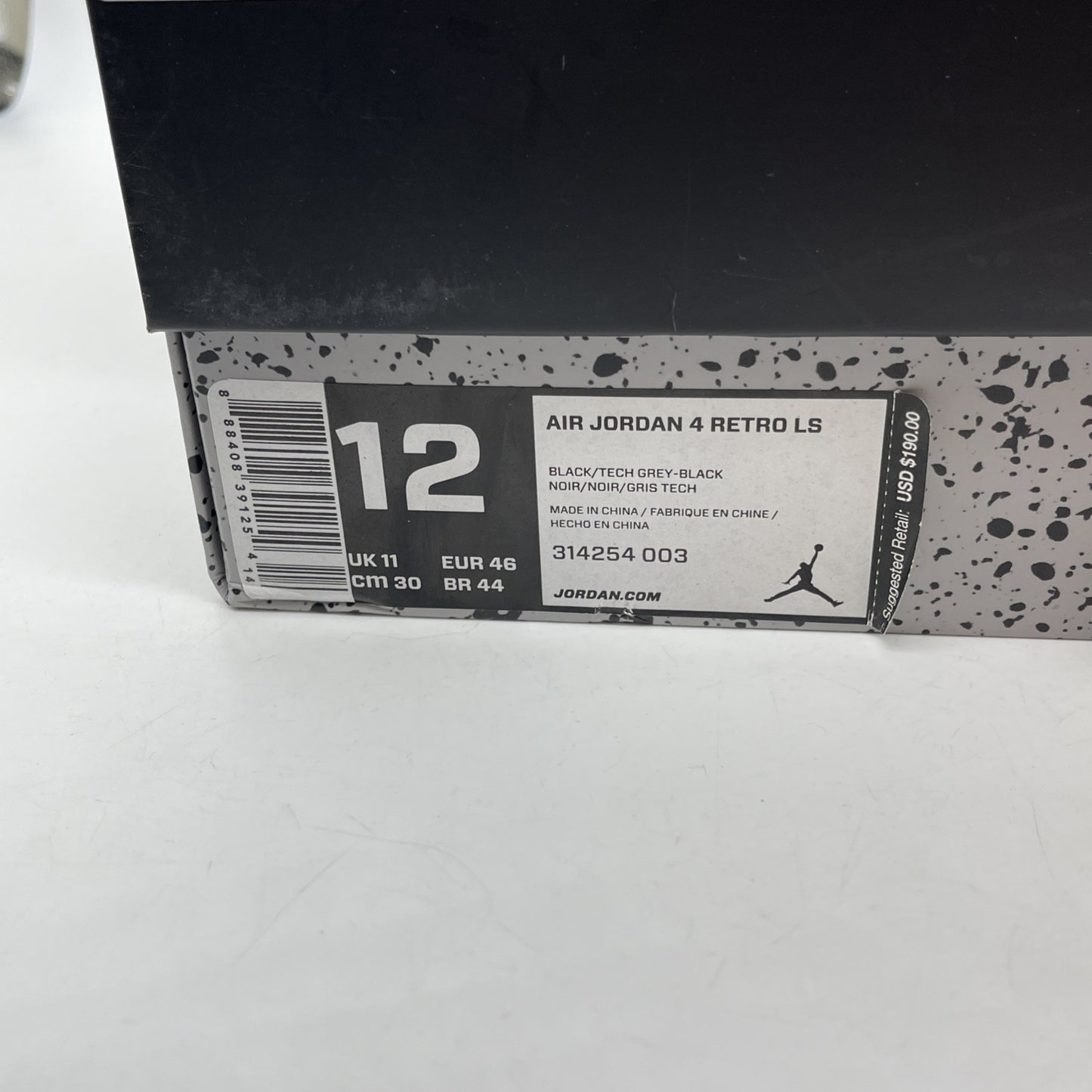 Size 12 - Jordan 4 Retro LS oreo 2015 Black Grey Leather (314254-003)